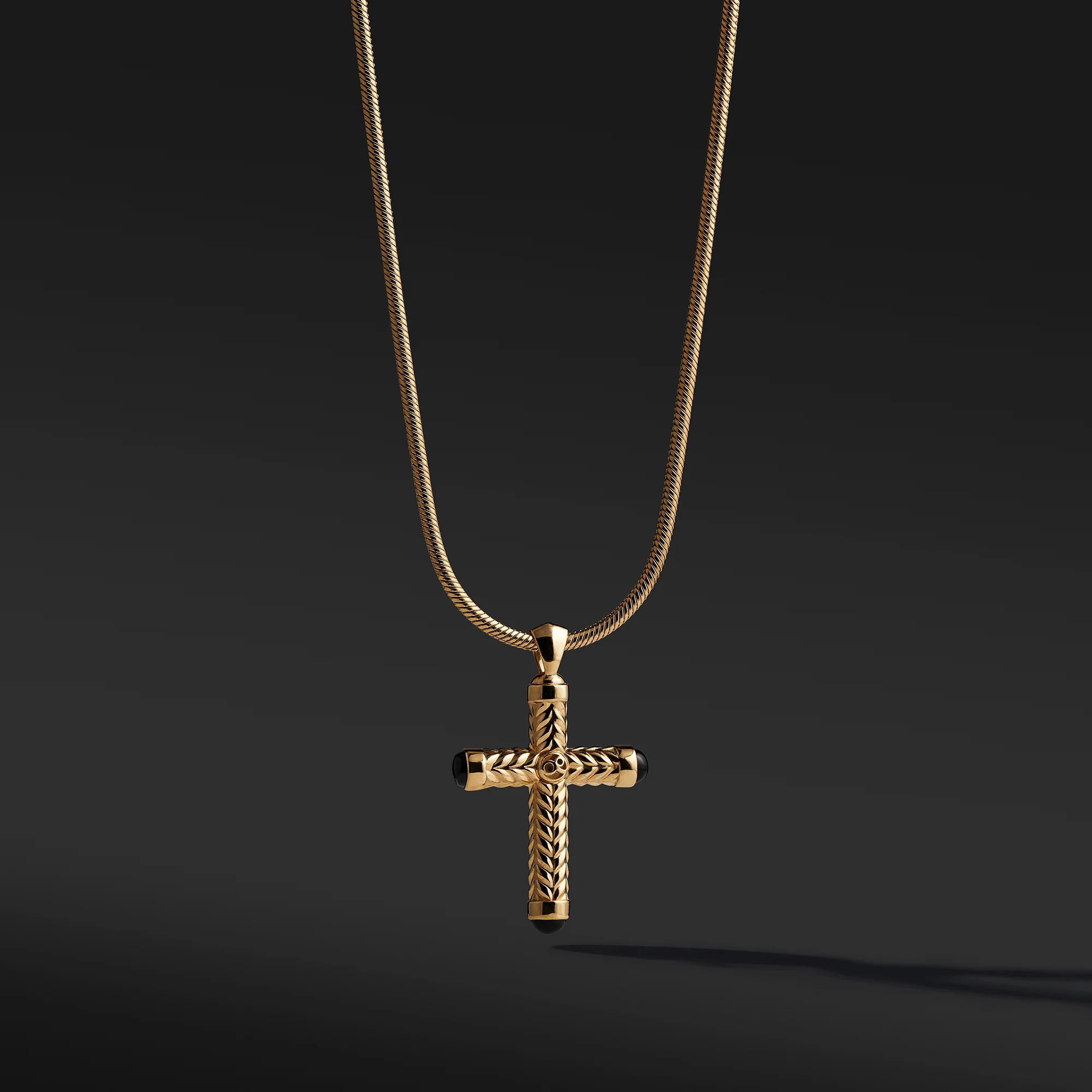 Gold Cross Pendant With Onyx - Image 2