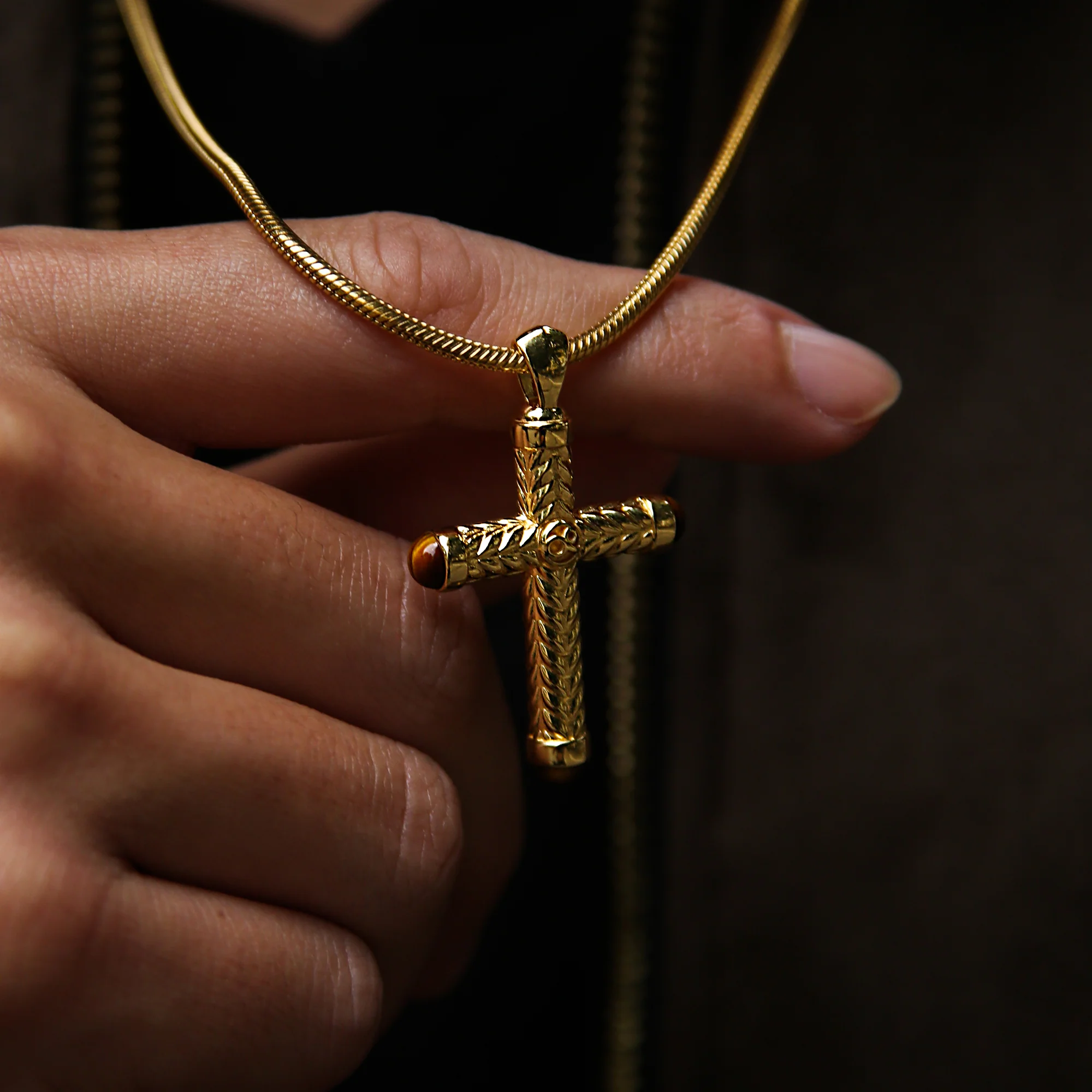 Cross Pendant With Tiger Eye - Image 3