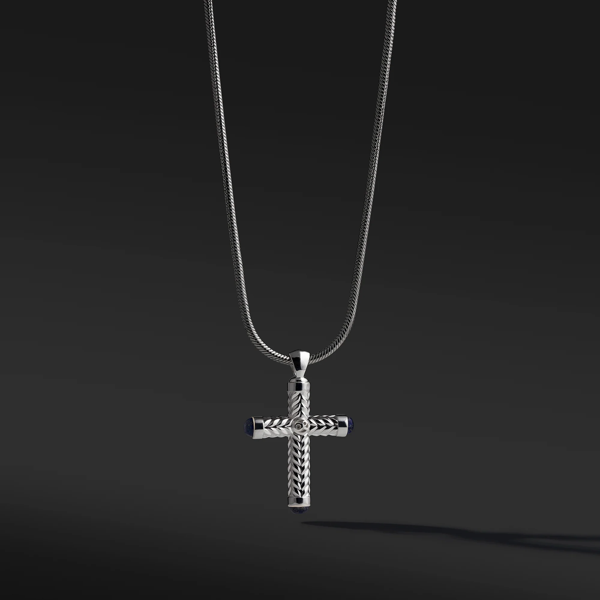 925 Silver Cross Pendant With Lapis Lazuli - Image 2
