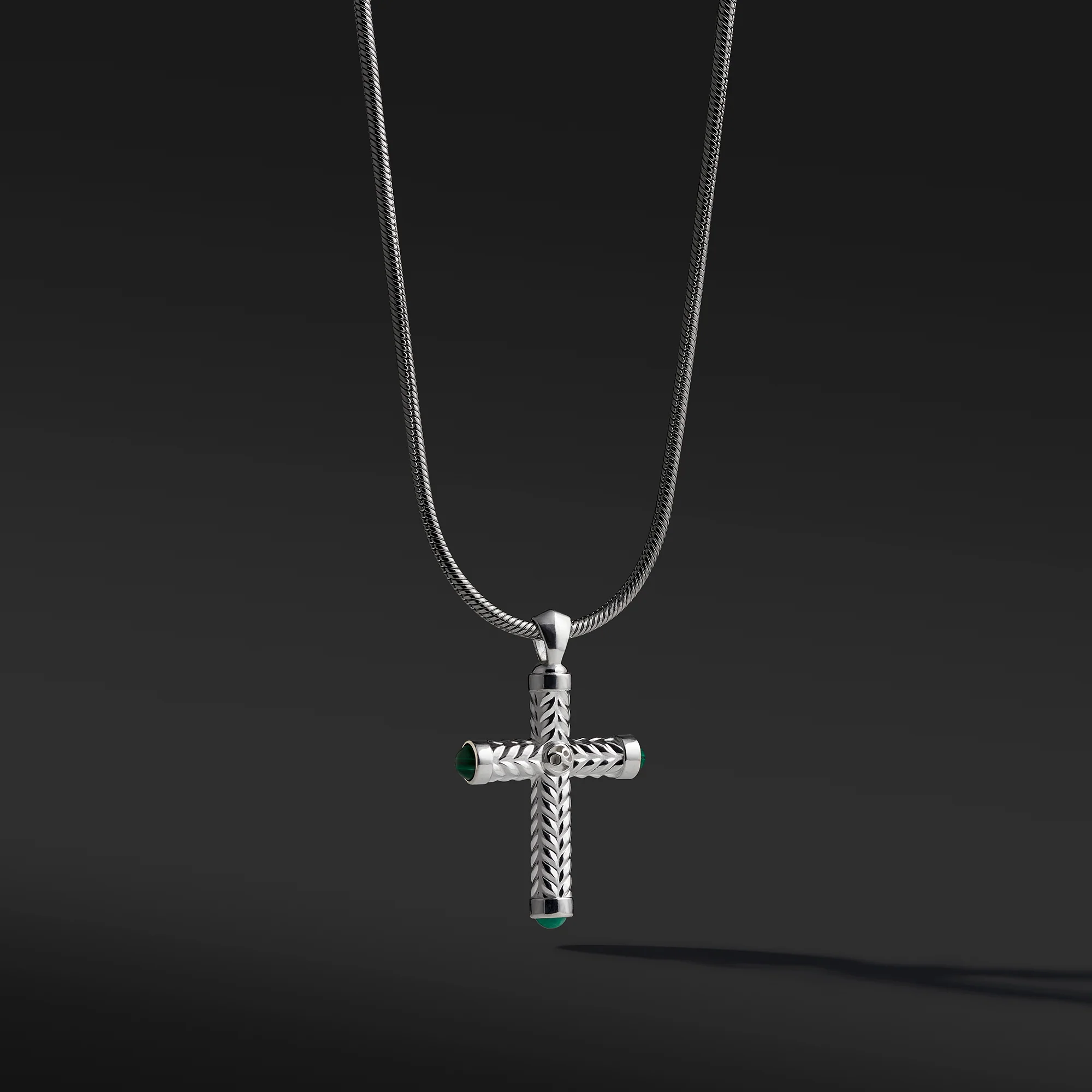 925 Silver Cross Pendant With Malachite - Image 2
