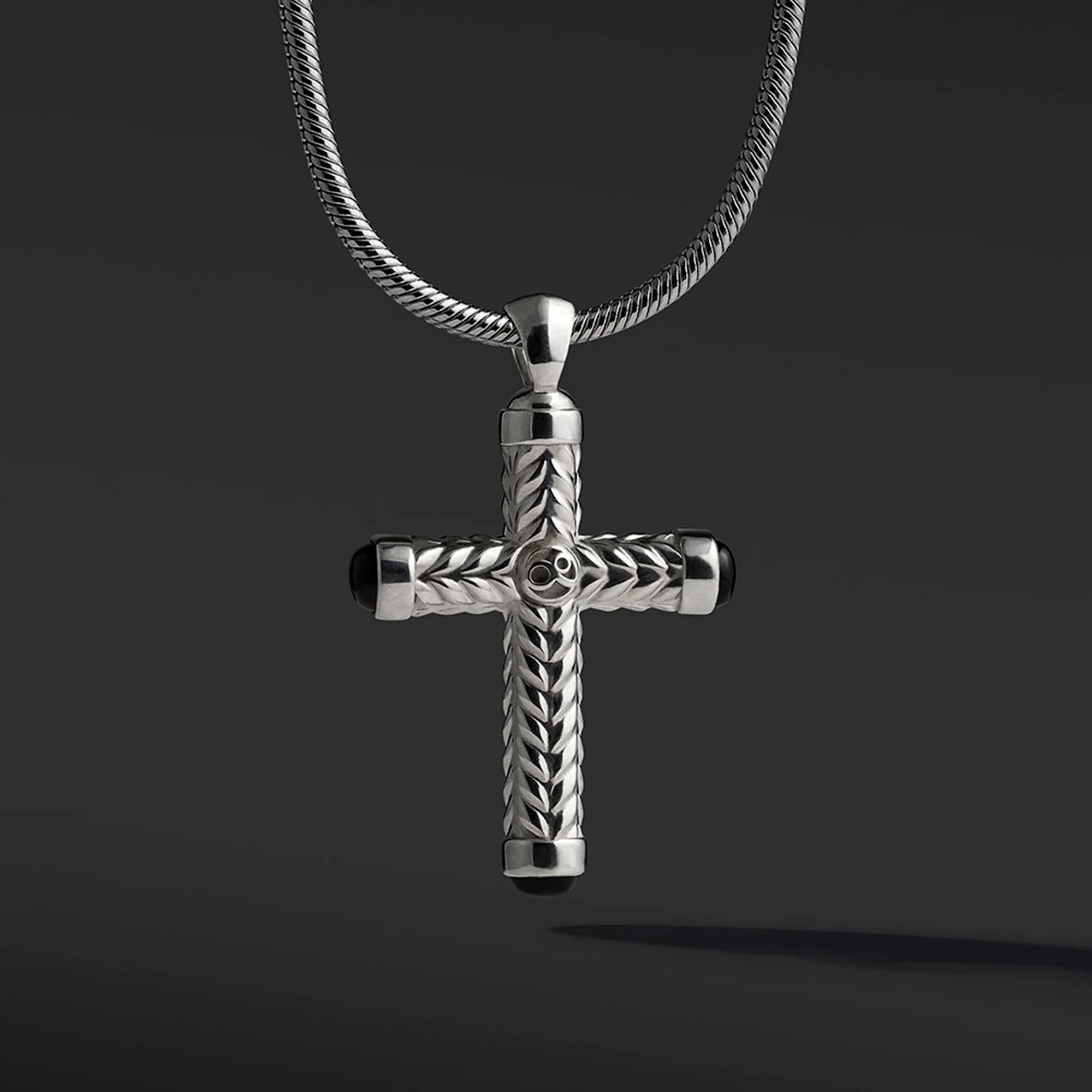 925 Silver Cross Pendant With Onyx