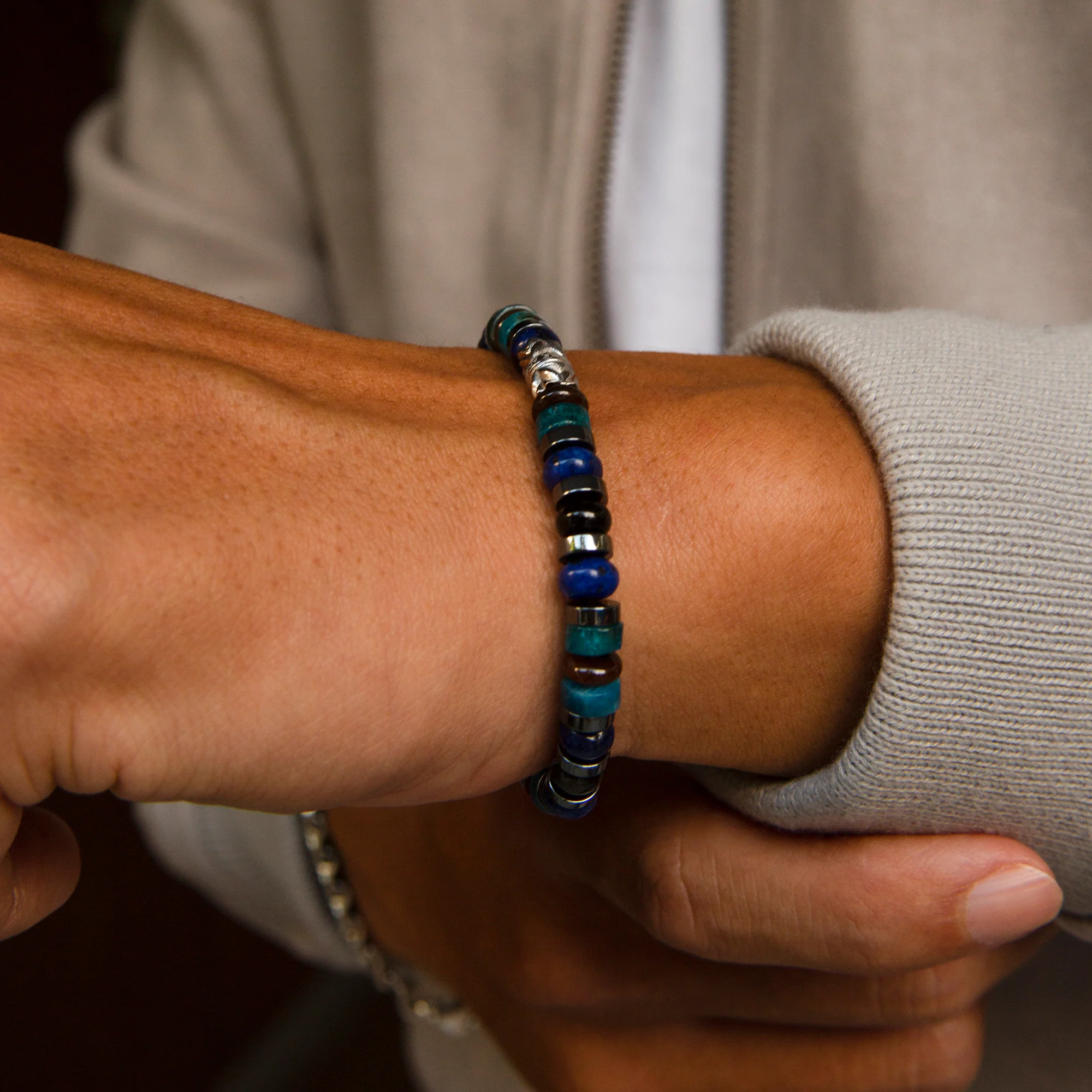 Abyss | Lapis, Onyx Beaded Bracelet - Image 3