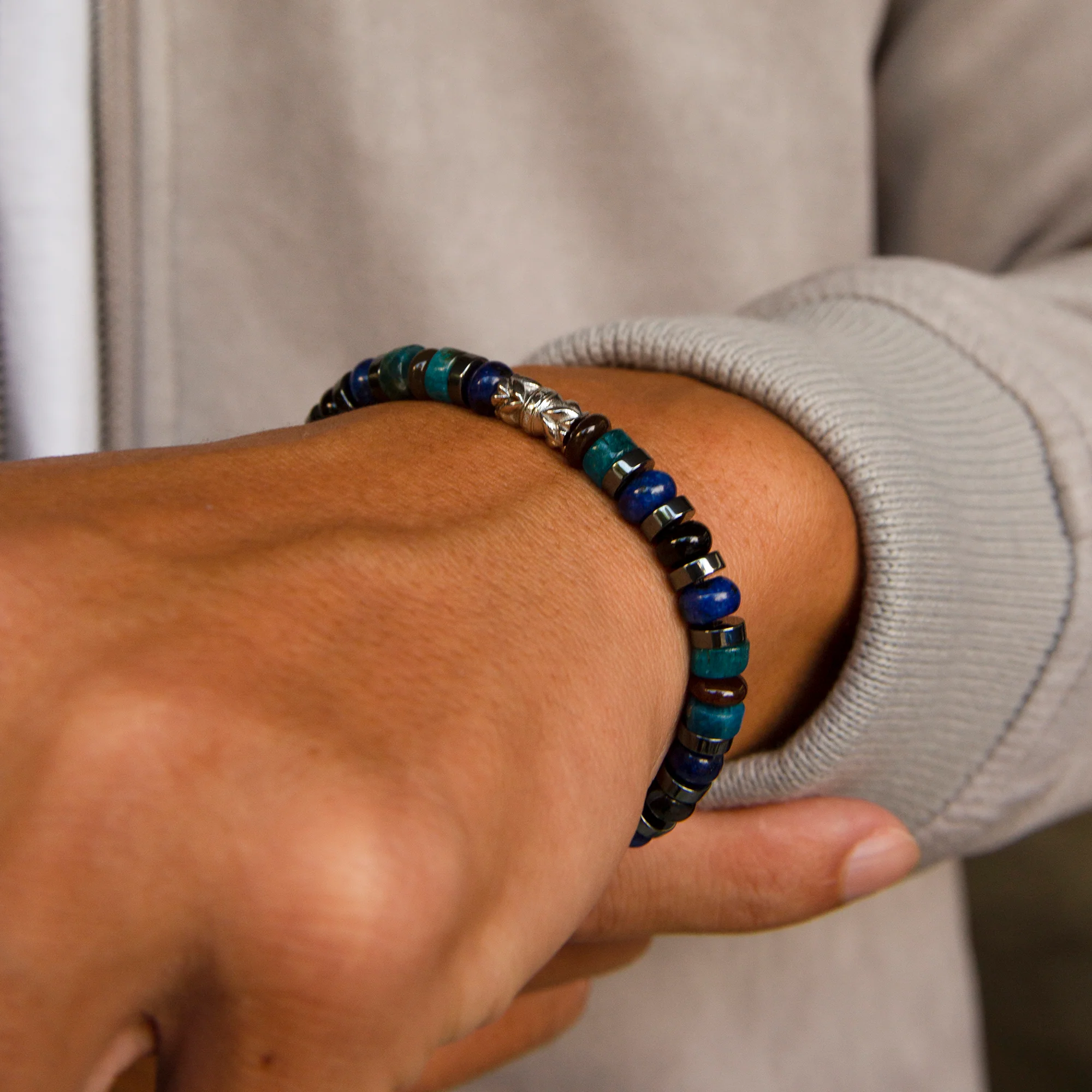 Abyss | Lapis, Onyx Beaded Bracelet - Image 4