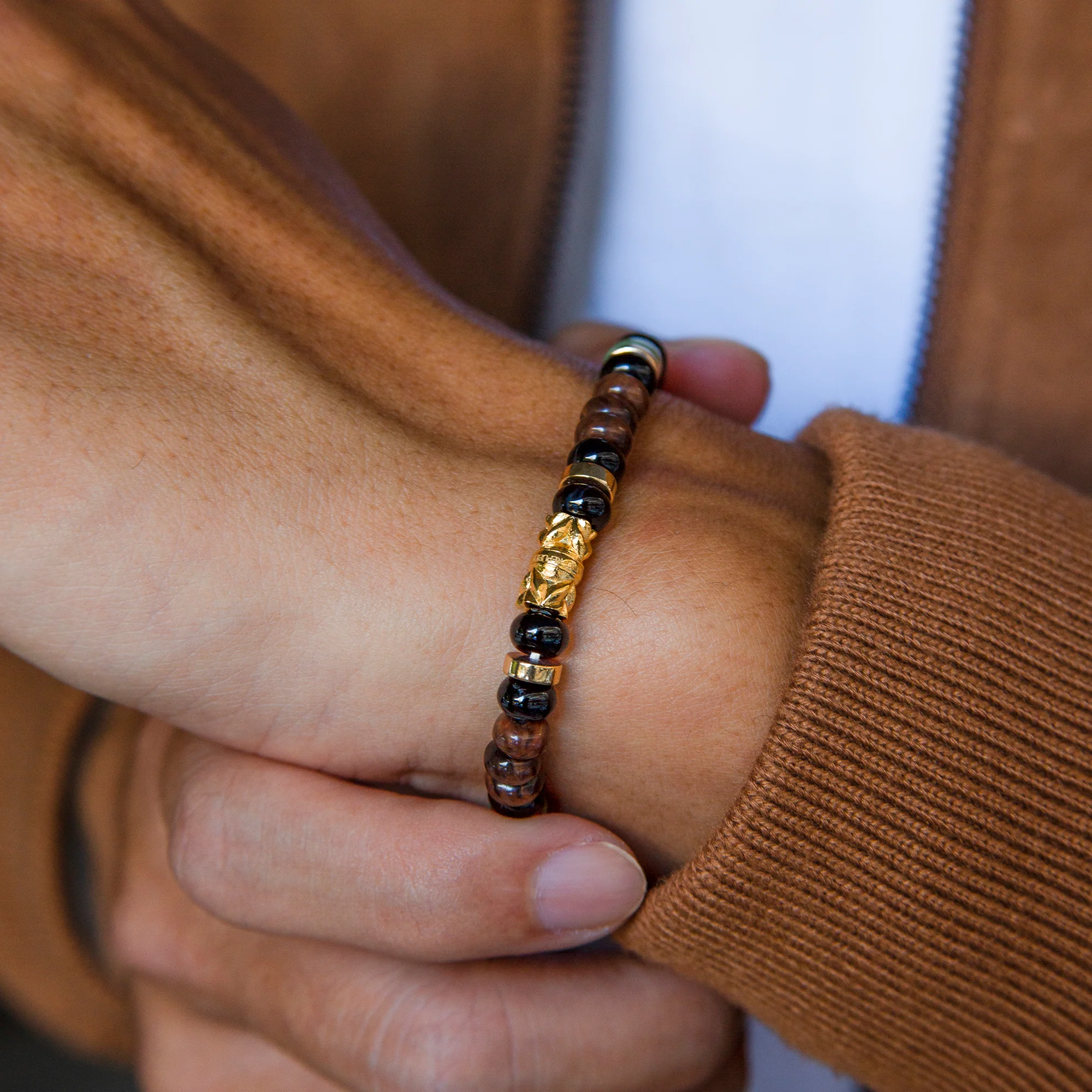 Amazon | Jade, Obsidian Beaded Bracelet - Image 3