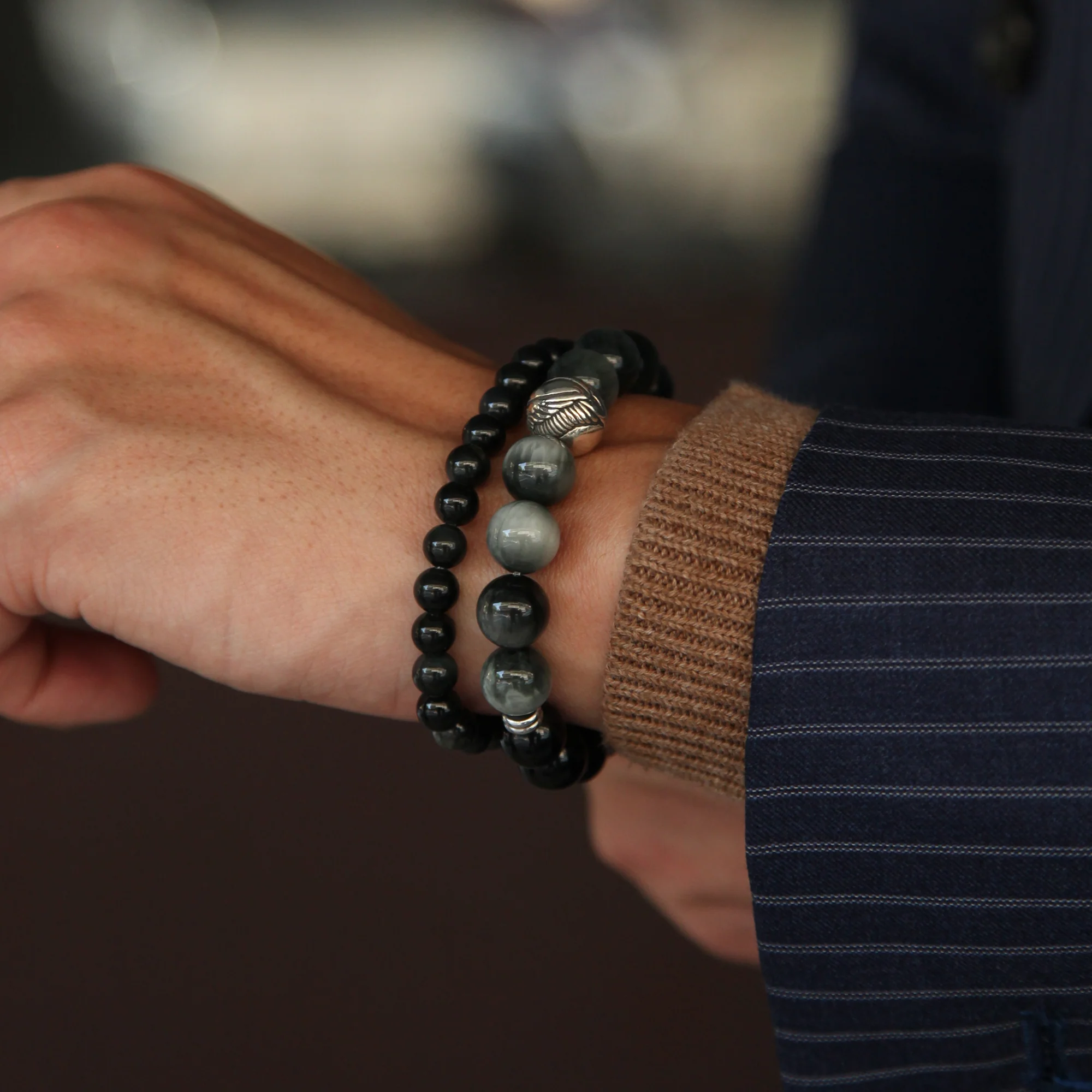 Angel Wing Bracelet with Eagle Eye, Obsidian Crystal - Image 3
