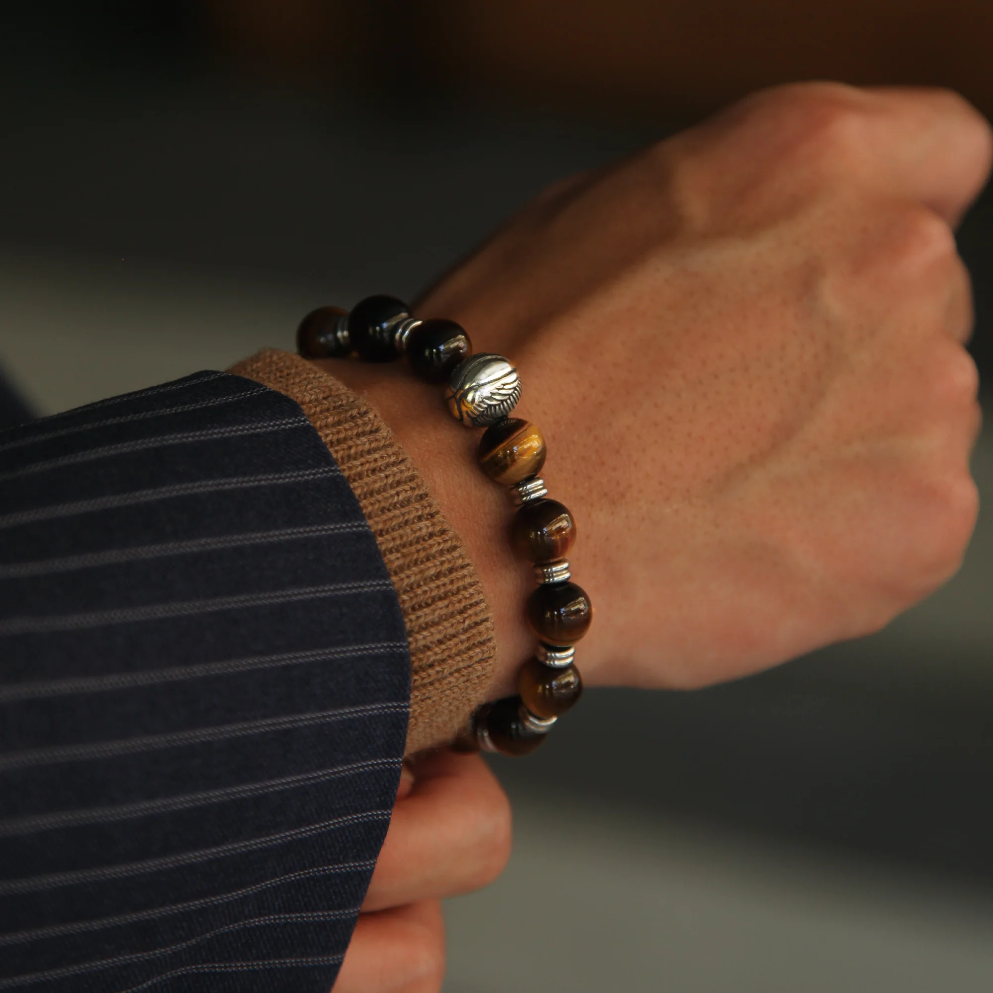 Angel Wing Bracelet with Tiger Eye Crystal - Image 3