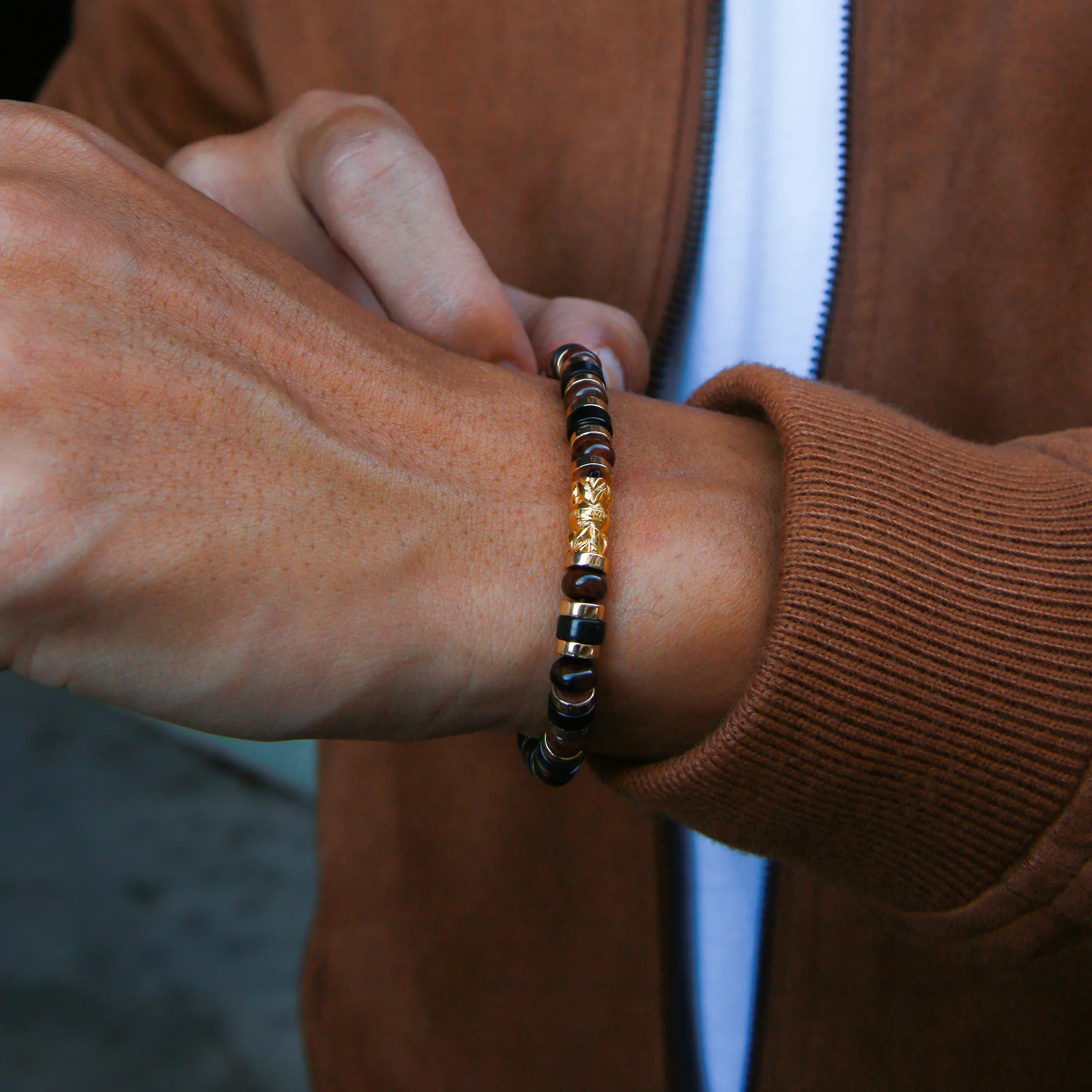 Arabica | Brown Obsidian Beaded Bracelet - Image 3