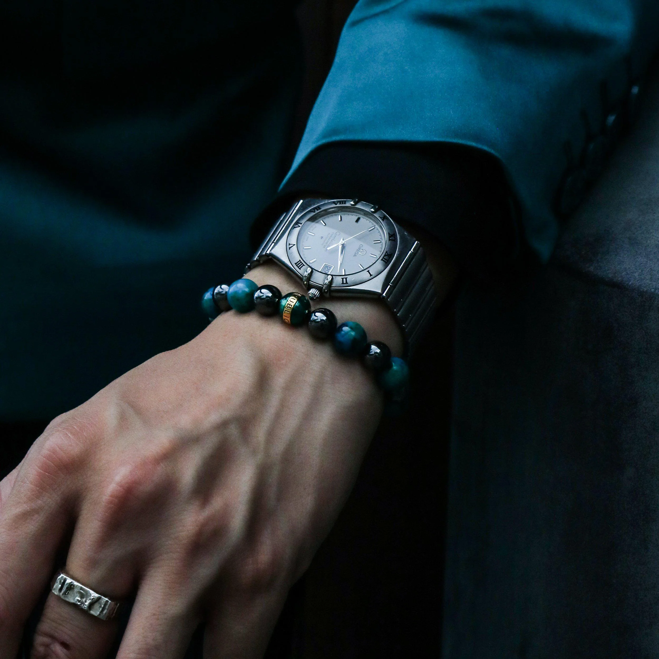 Artemis | Gold Enamel Hematite Turquoise Beaded Bracelet - Image 4