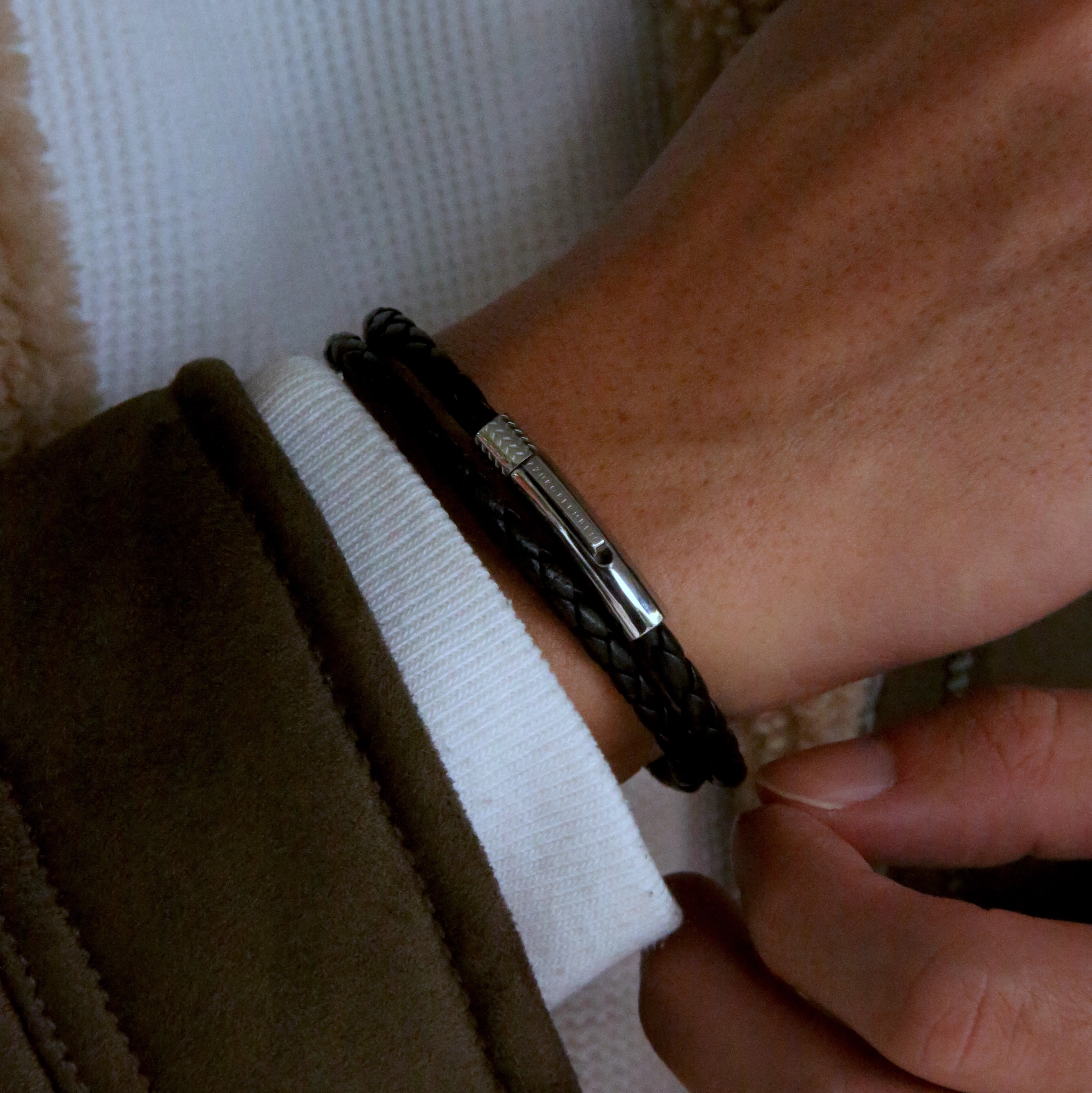 Black Leather Wrap Bracelet - Image 2