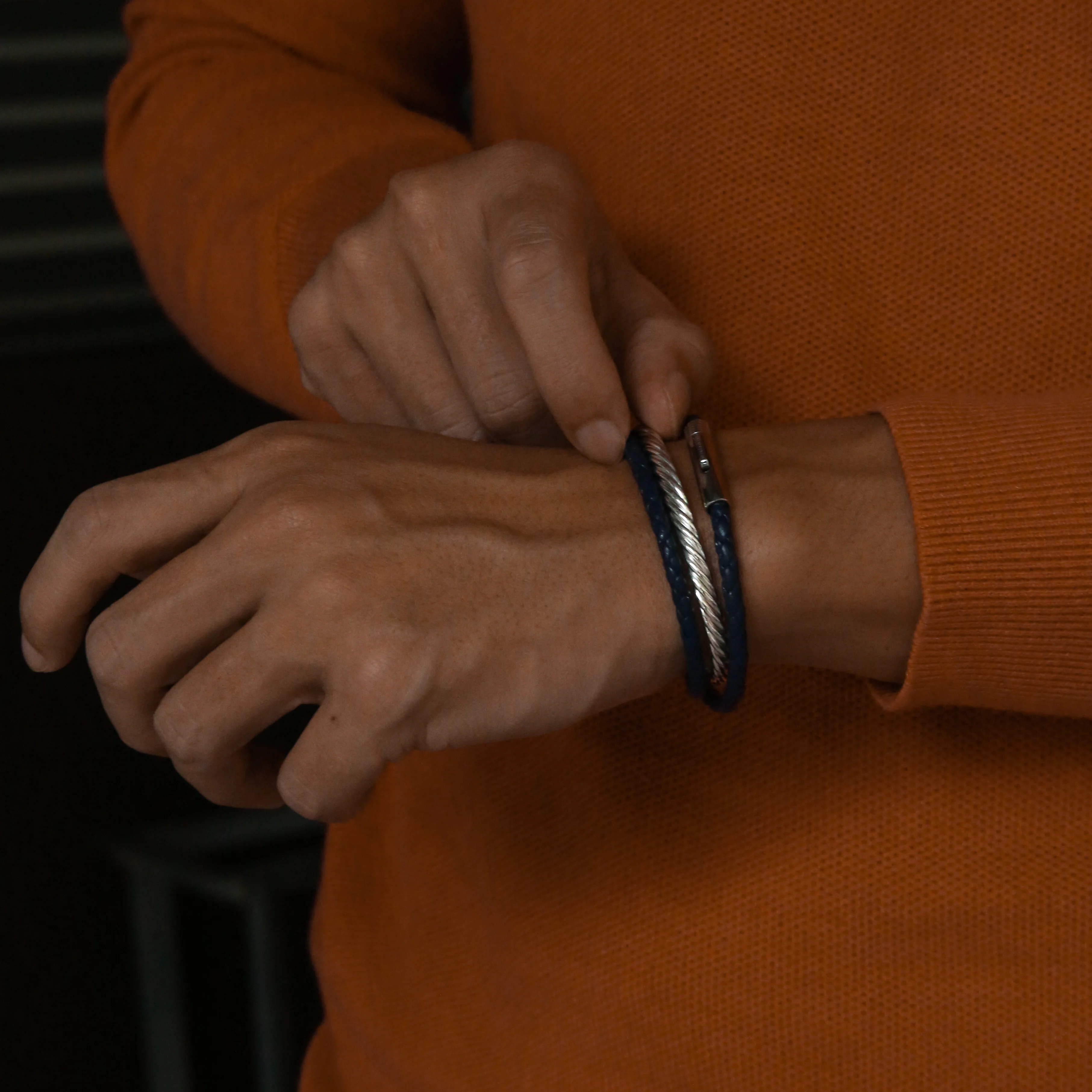 Blue Leather Wrap Bracelet - Image 2