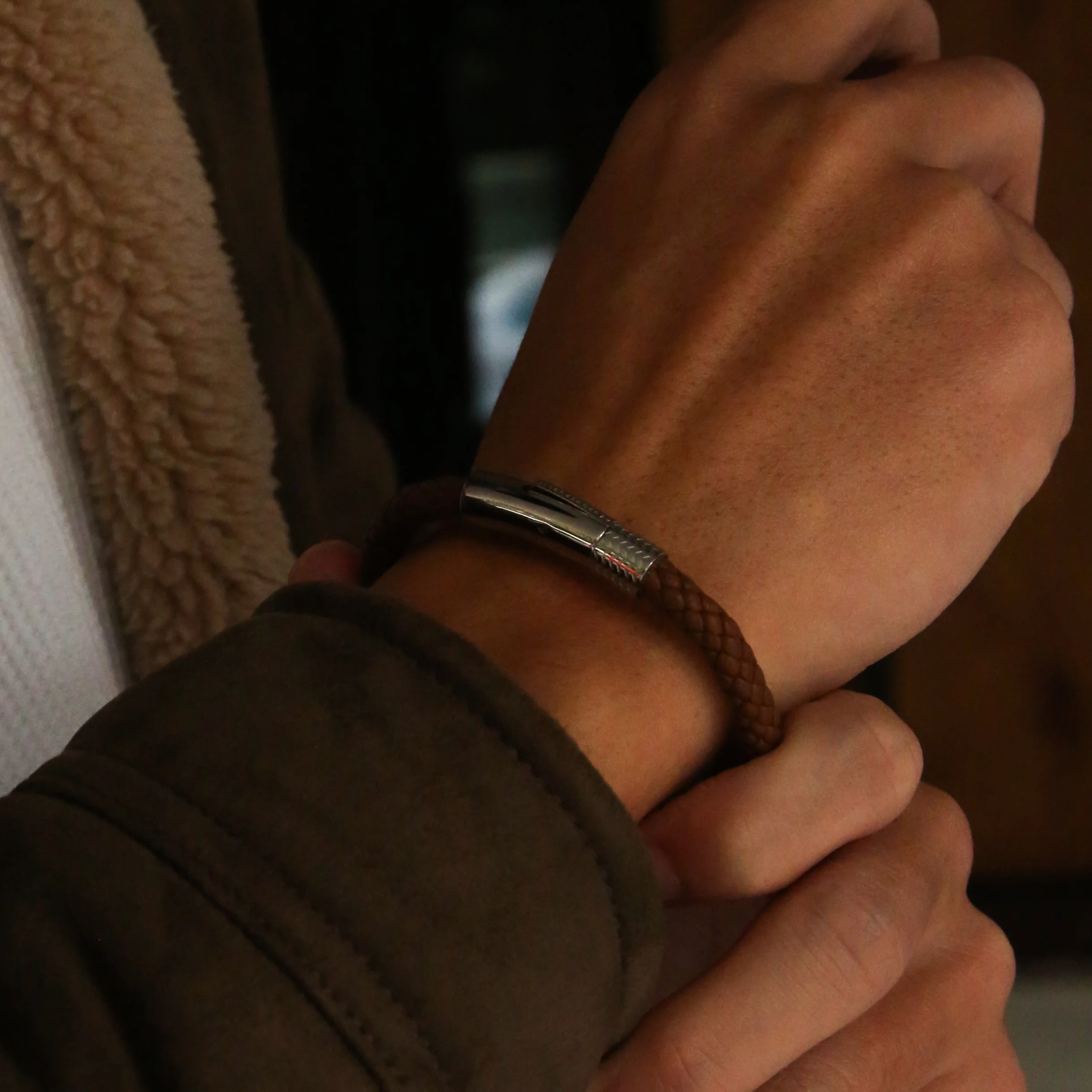 Brown Leather Bracelet - Image 3
