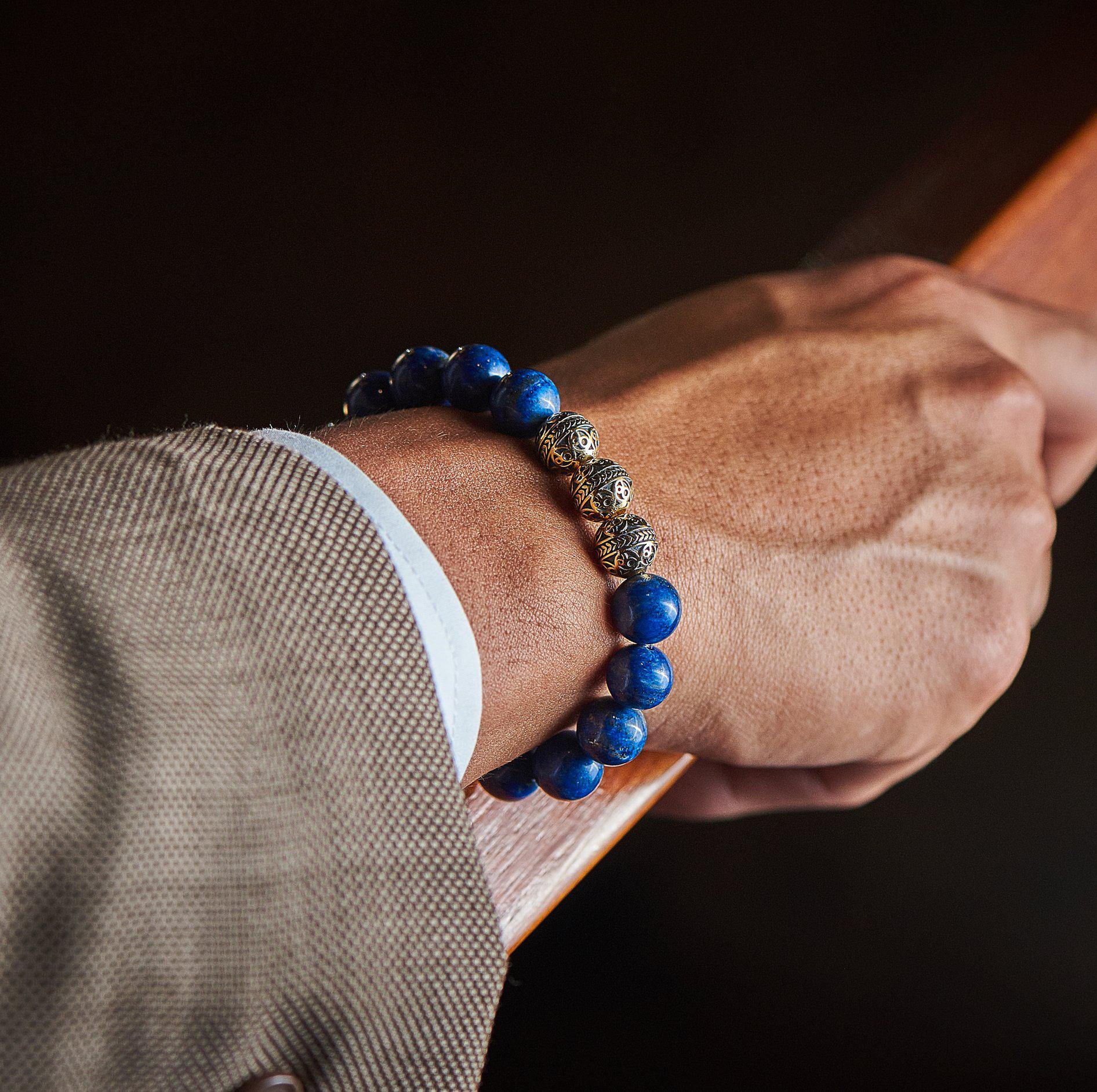 Classic Gold Lapis Lazuli Bracelet - Image 10