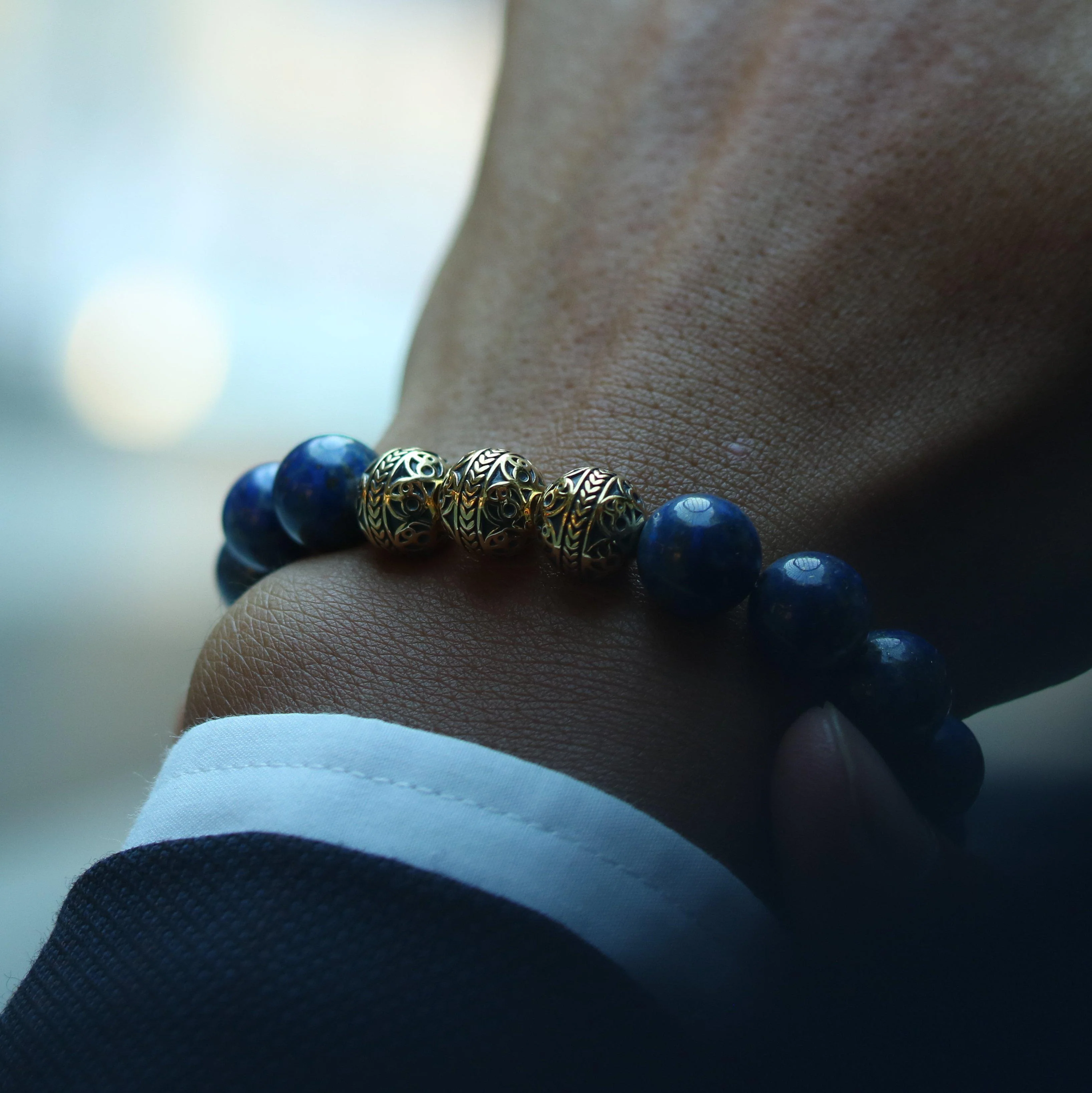 Classic Gold Lapis Lazuli Bracelet - Image 5