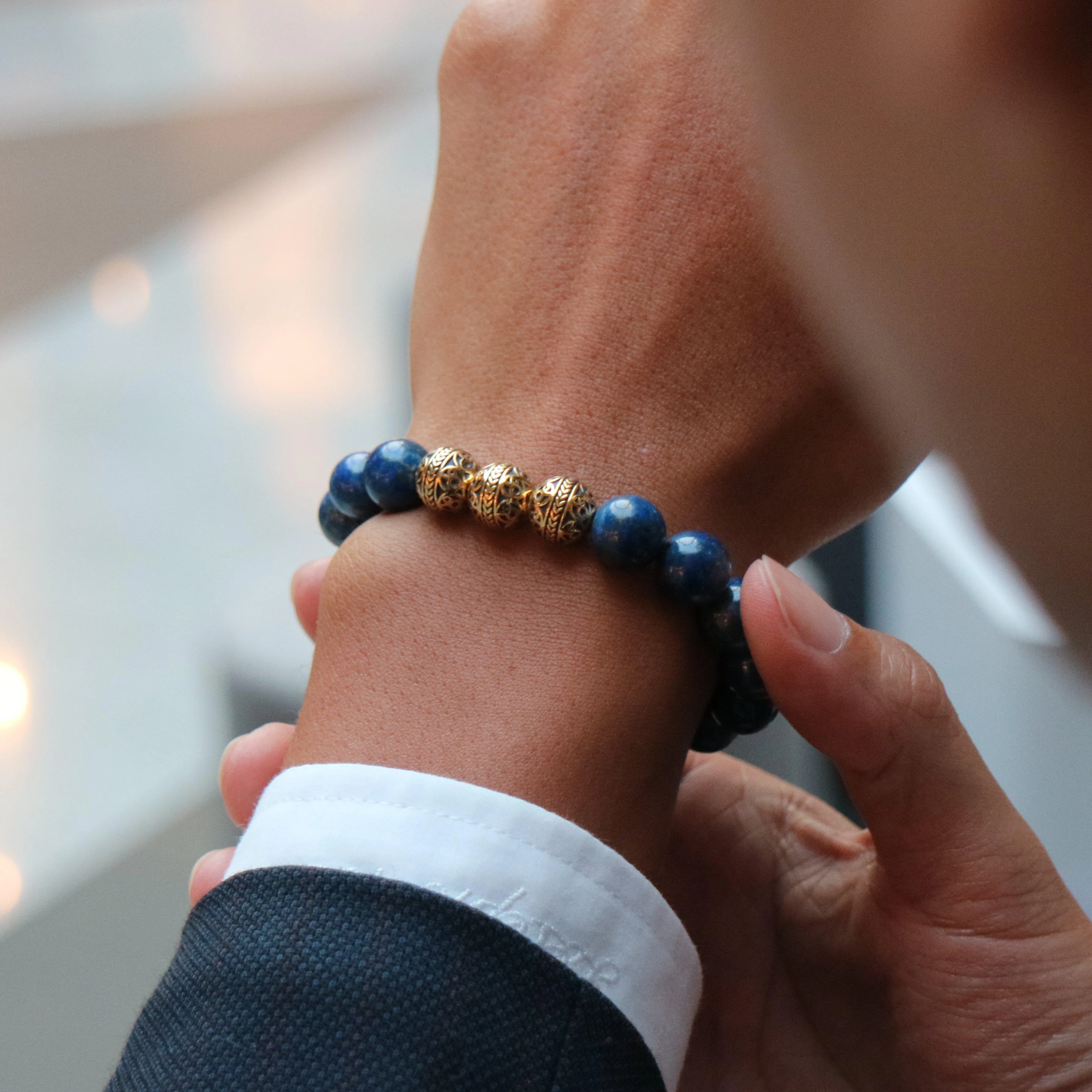 Classic Gold Lapis Lazuli Bracelet - Image 7