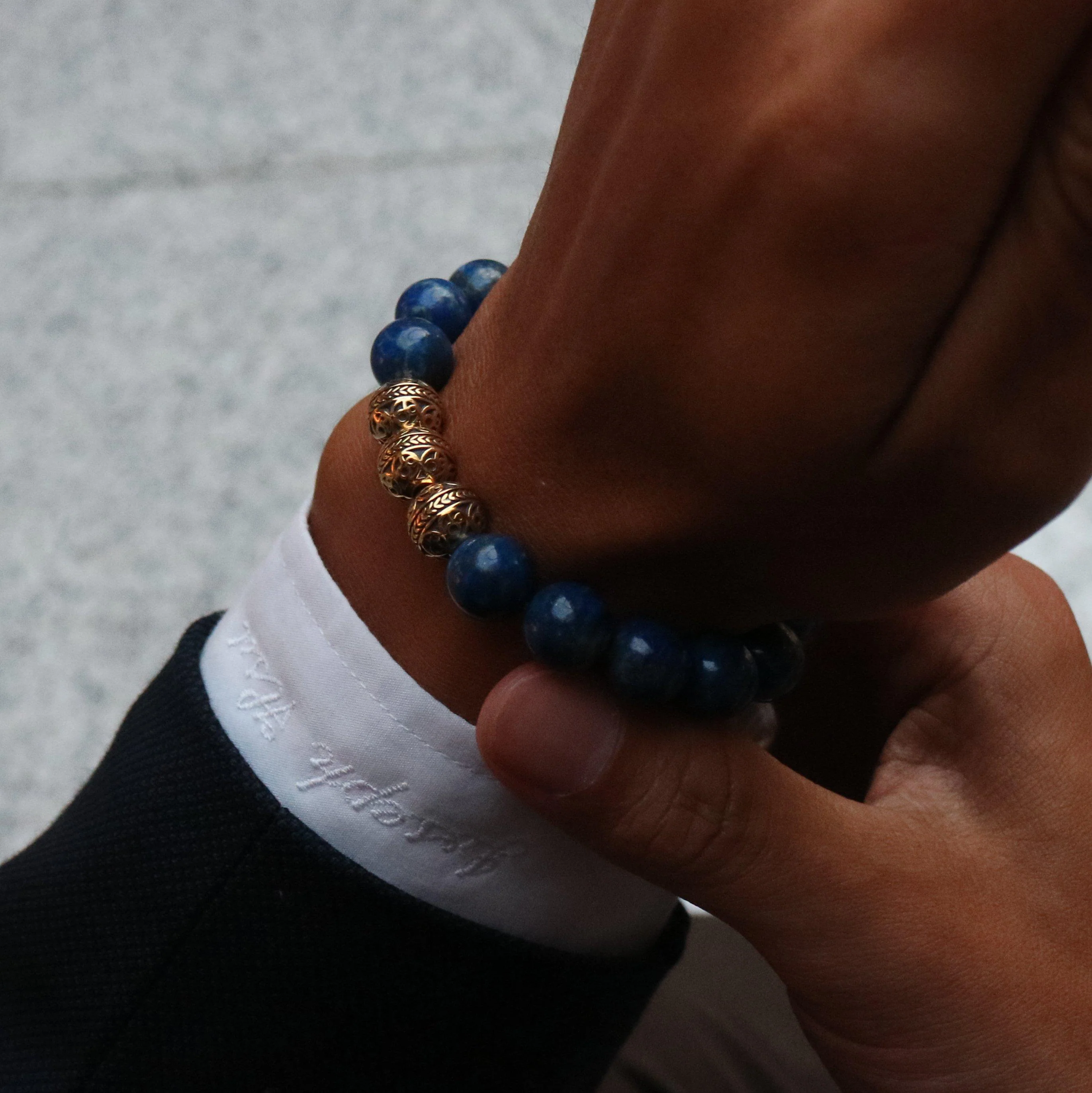 Classic Gold Lapis Lazuli Bracelet - Image 9