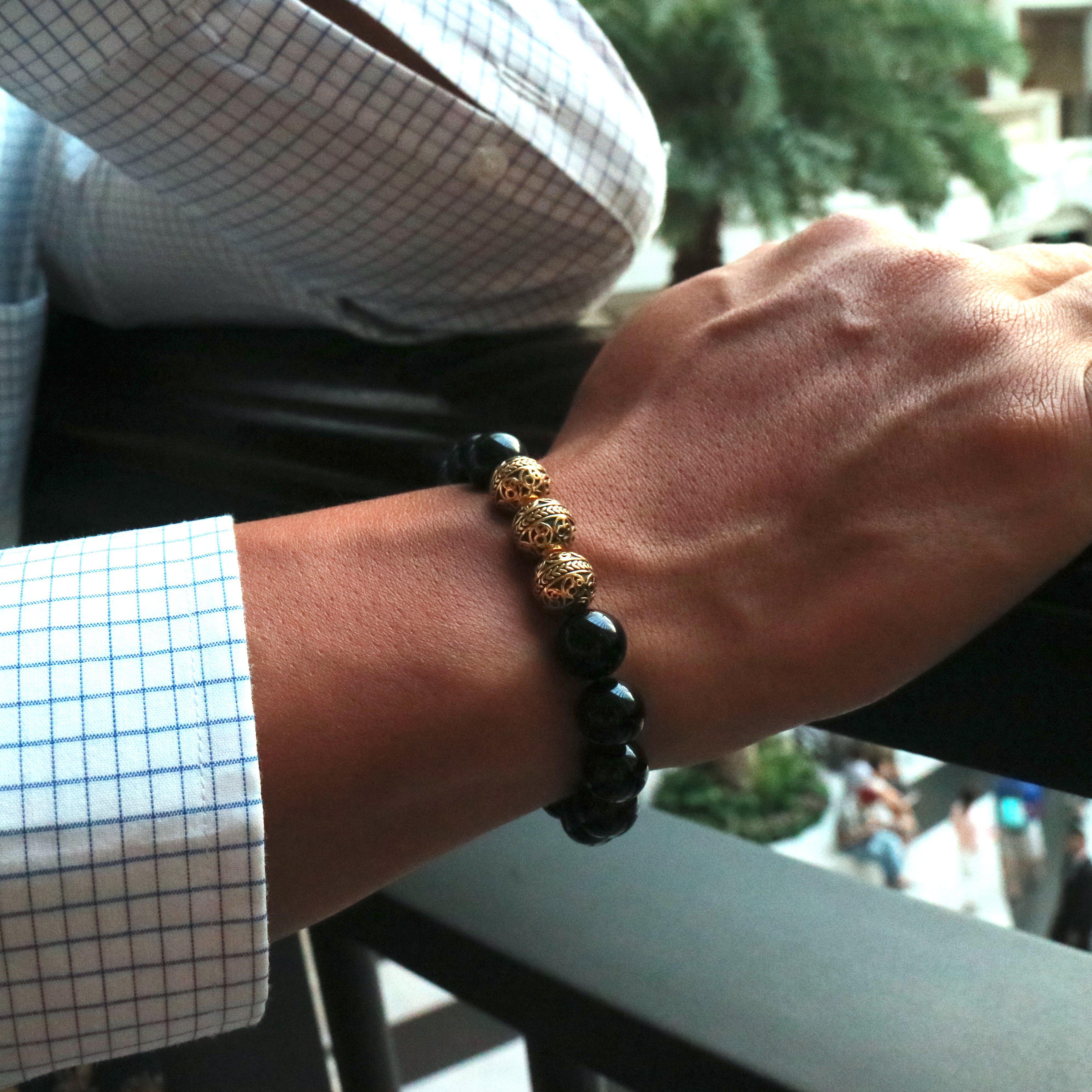 Gold Classic Obsidian Bracelet - Image 3