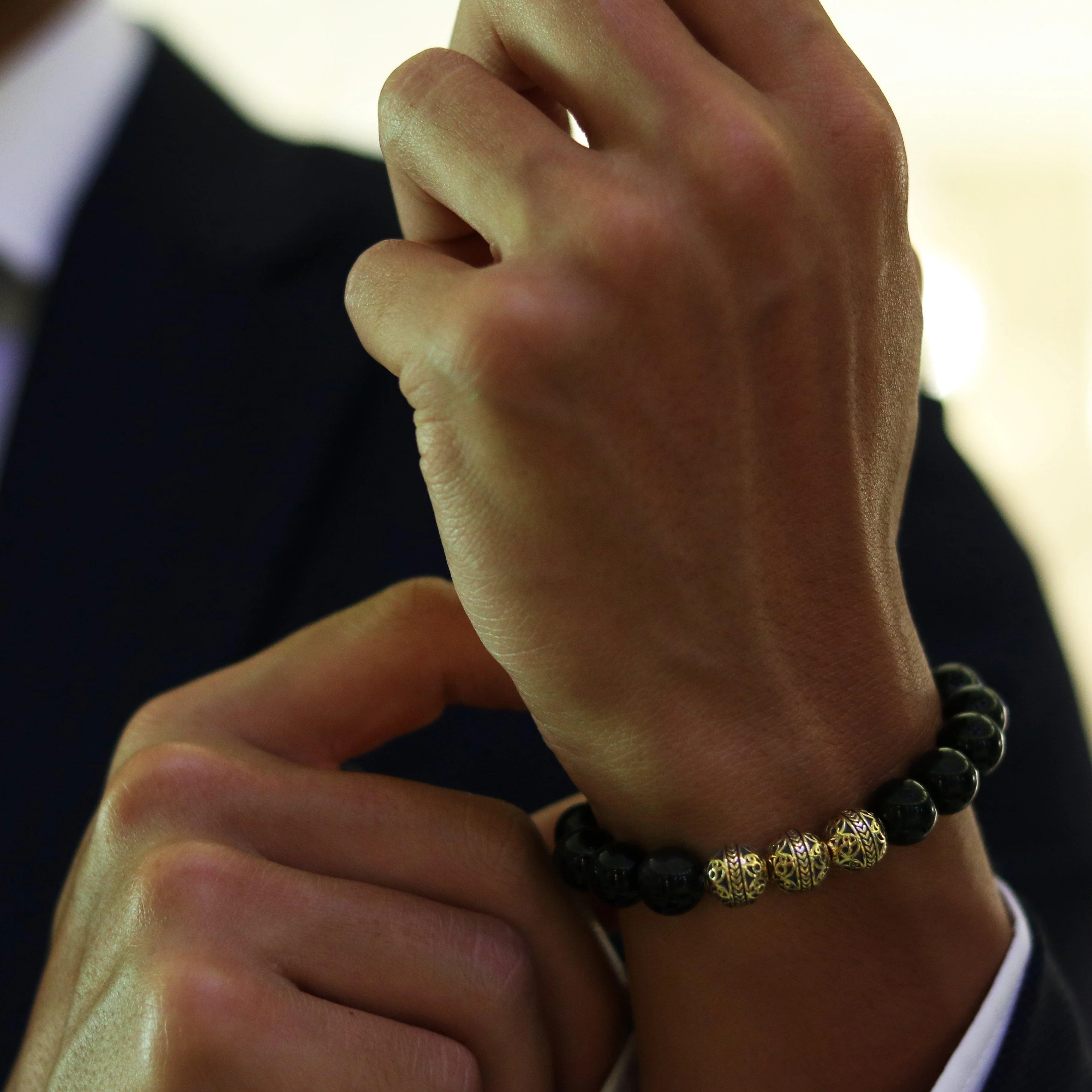 Gold Classic Obsidian Bracelet - Image 4