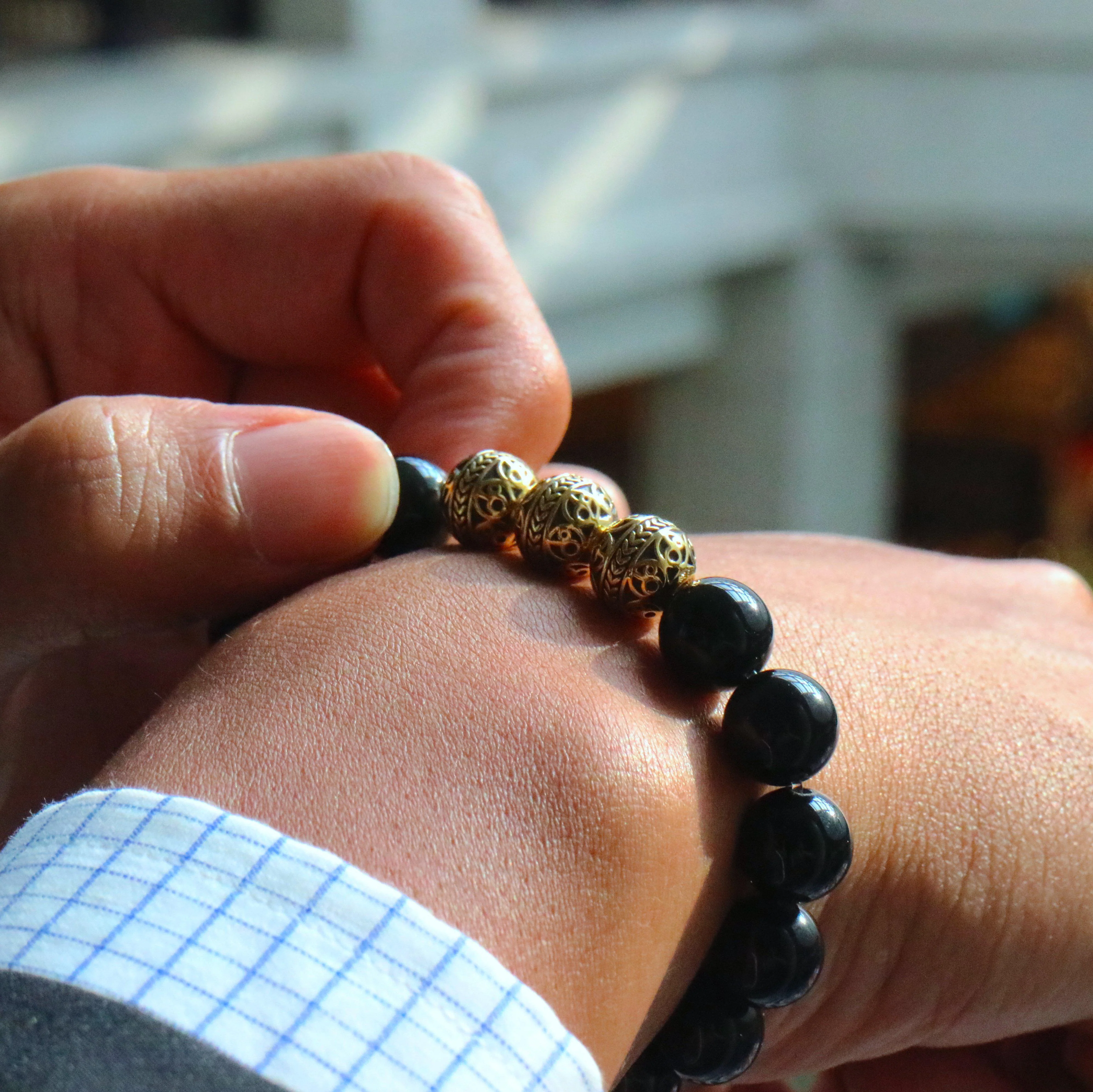 Gold Classic Obsidian Bracelet - Image 5