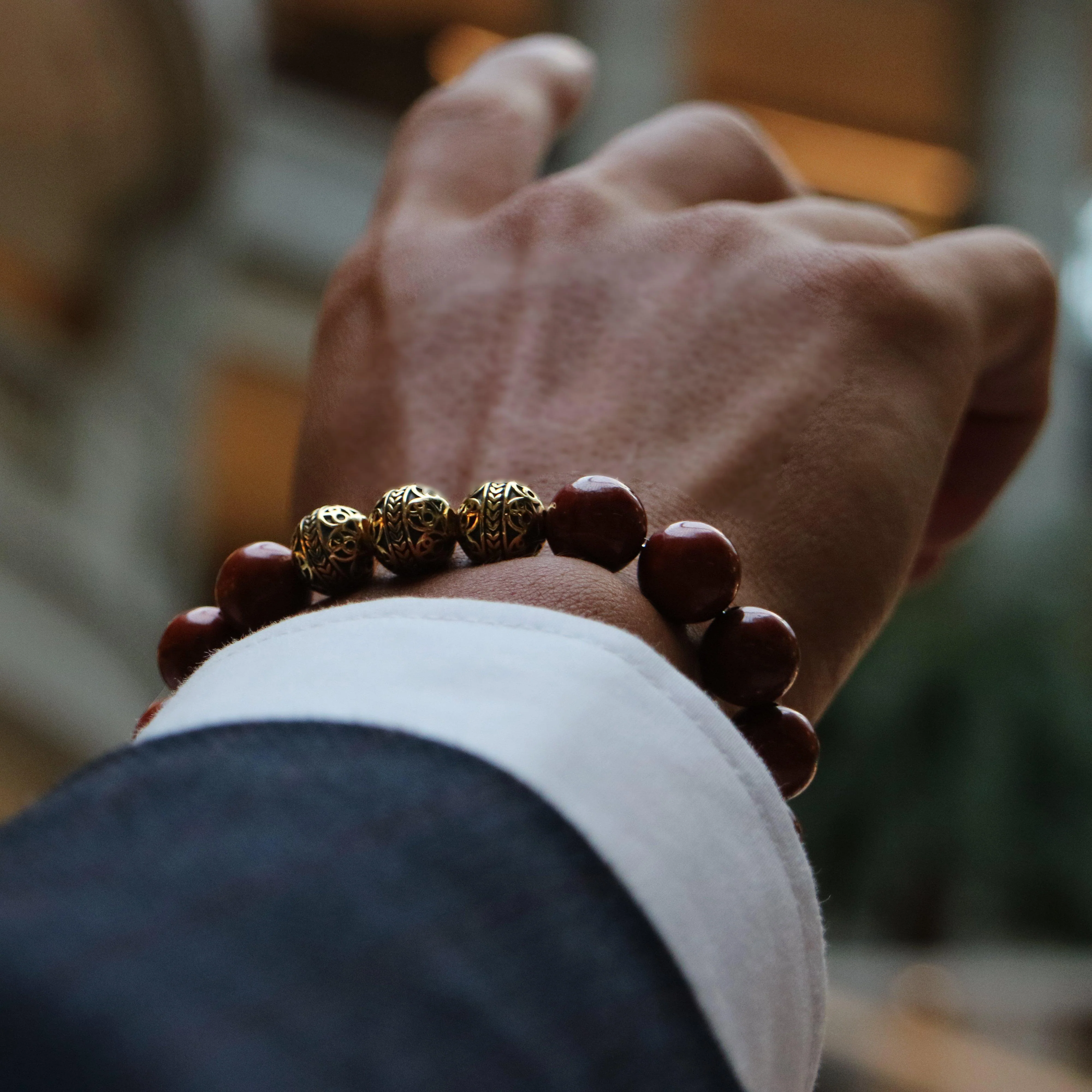 Classic Gold Red Jasper Bracelet - Image 3