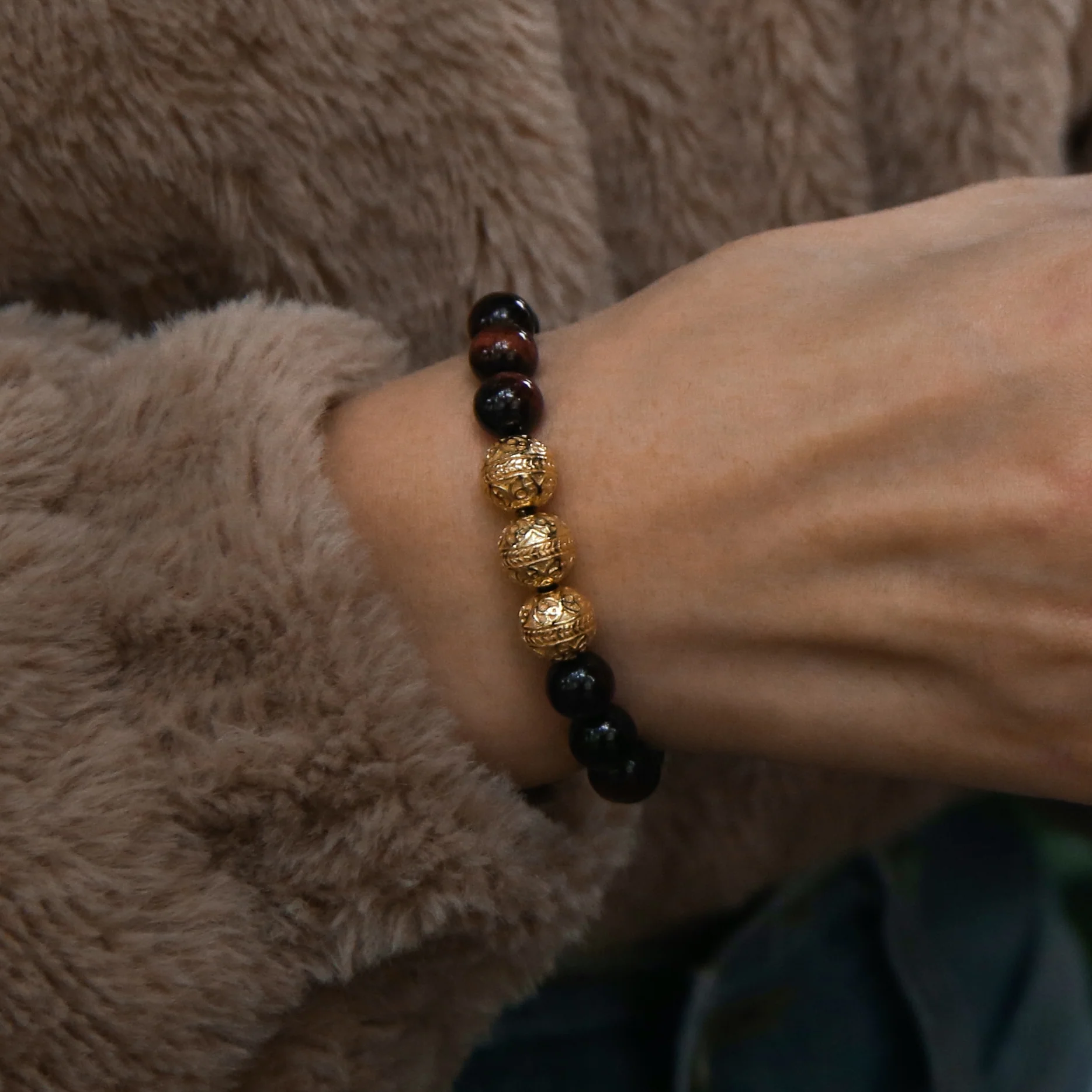 Classic Gold Red Tiger Eye Bracelet - Image 2