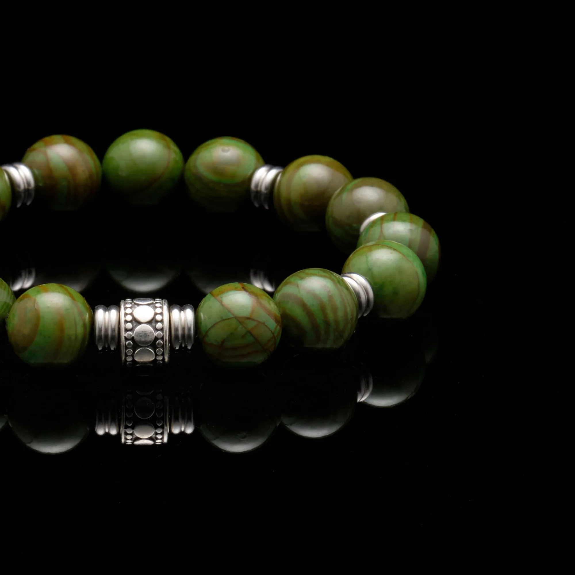 Stainless Steel Spacer Heart Chakra Bracelet - Image 2