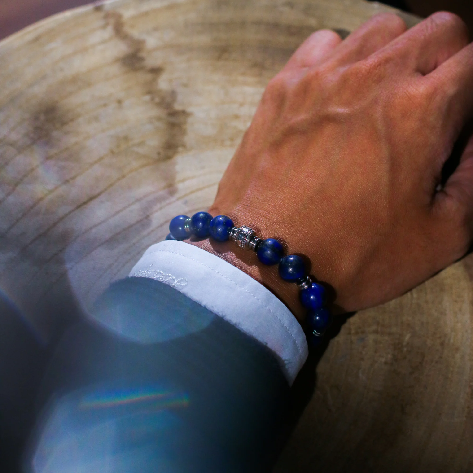 Stainless Steel Spacer Throat Chakra Bracelet - Image 4