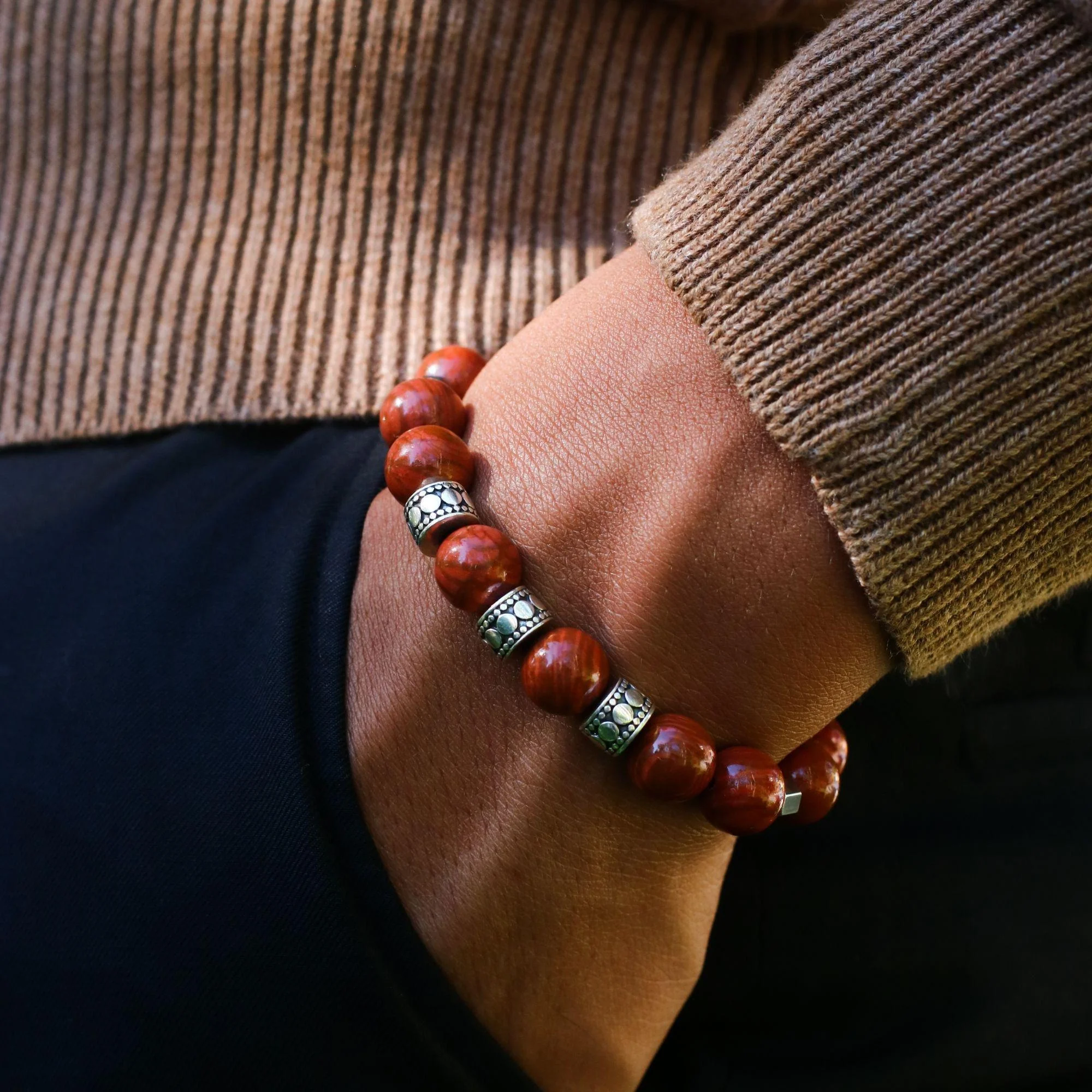 Silver Spacer Root Chakra Bracelet - Image 5