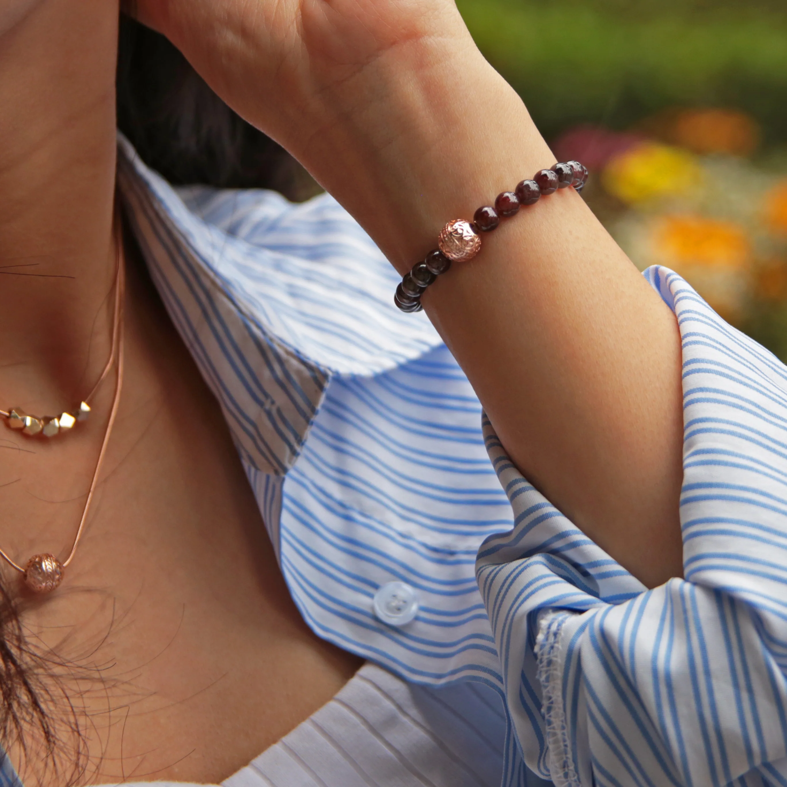 Garnet Rose Gold Bracelet - Image 4