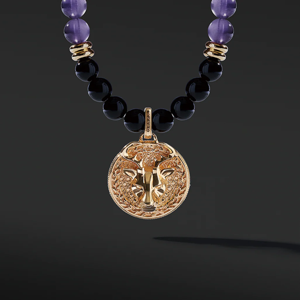 Gold Amethyst Beaded Pendant Necklace | Gold Pendants For Men - Image 3
