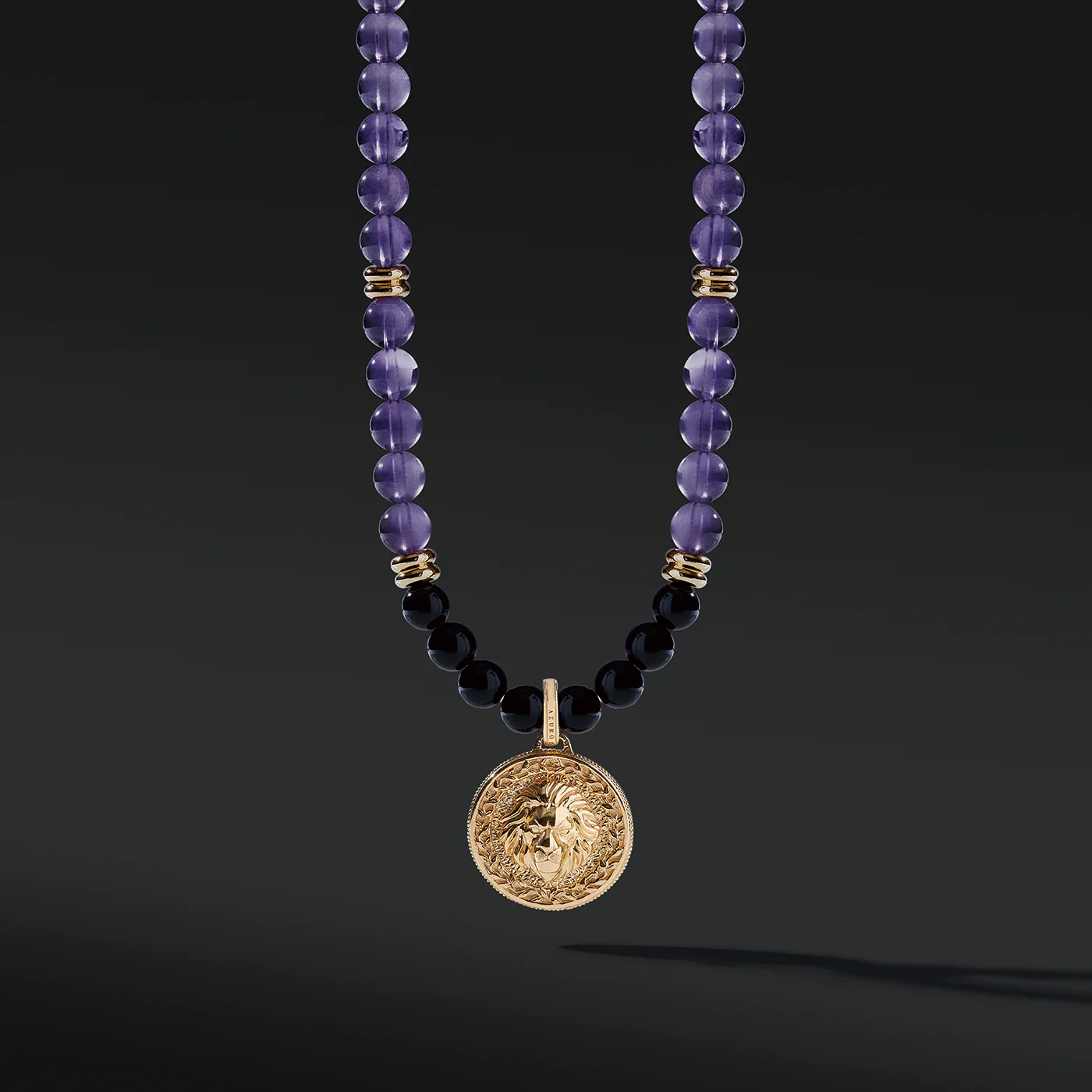 Gold Amethyst Beaded Pendant Necklace | Gold Pendants For Men - Image 8
