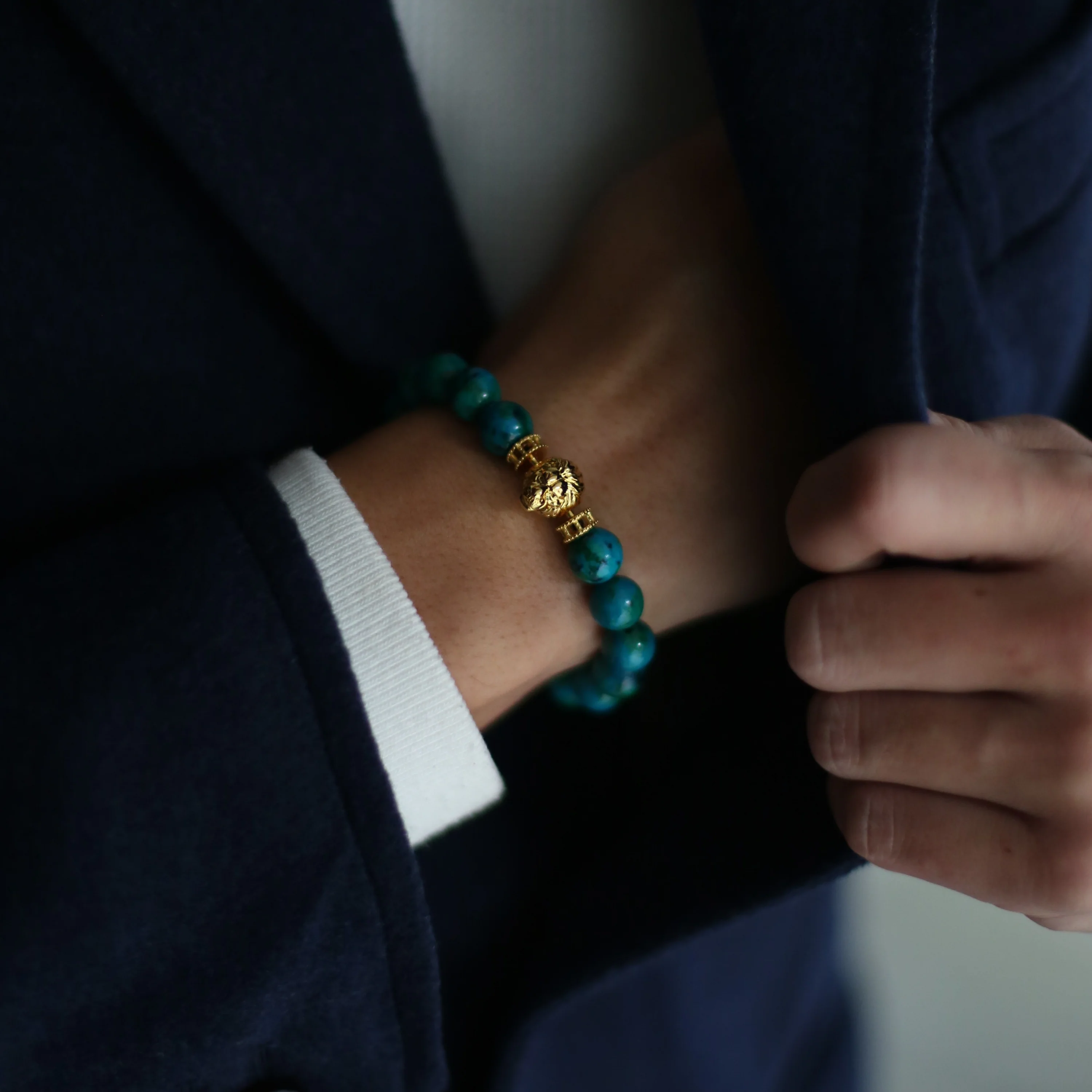 (Chain Only, without charm) Beaded bracelet – Obsidian, Turquoise, Tiger eye crystal - Image 8