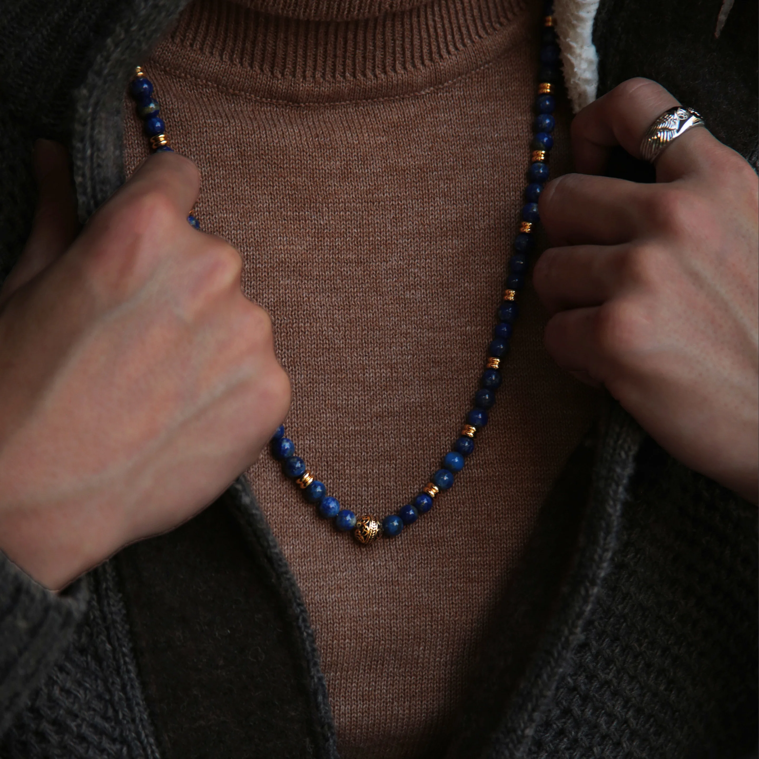 Gold Lapis Lazuli Crystal Necklace - Image 2
