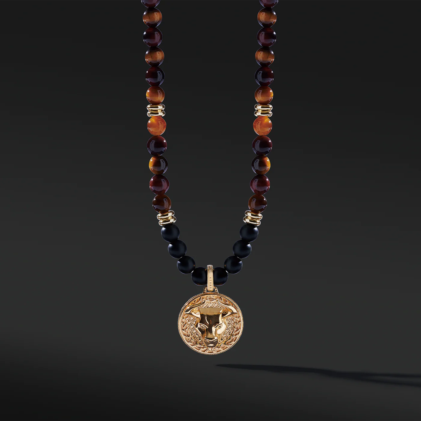 Gold Tiger Eye Beaded Necklace with Pendant - Image 6