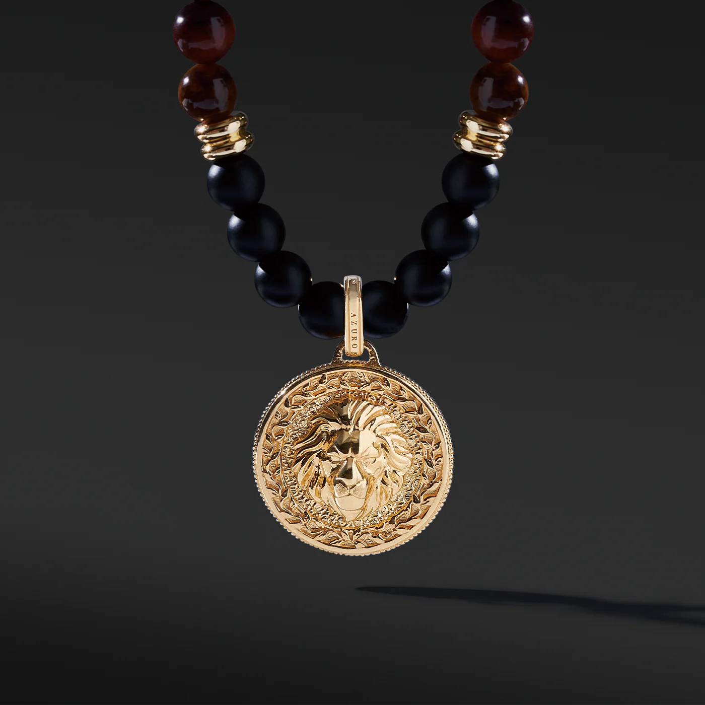 Gold Tiger Eye Beaded Necklace with Pendant - Image 7