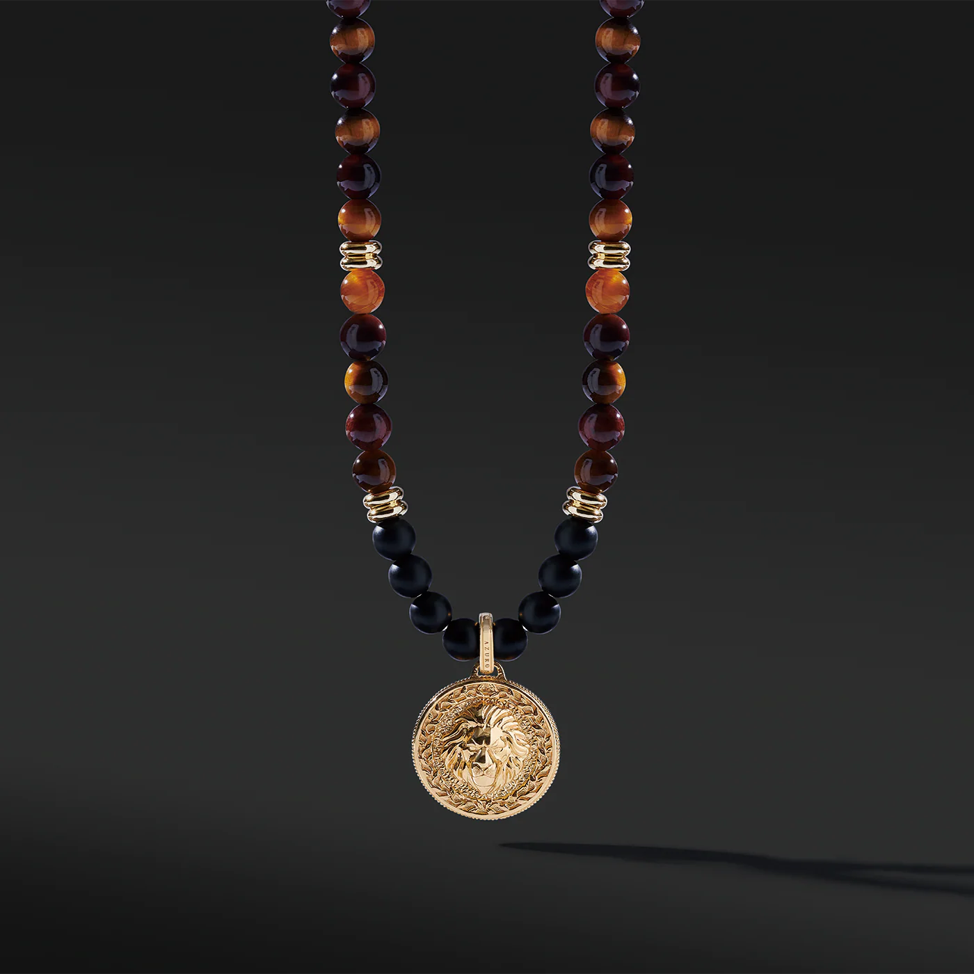 Gold Tiger Eye Beaded Necklace with Pendant - Image 8