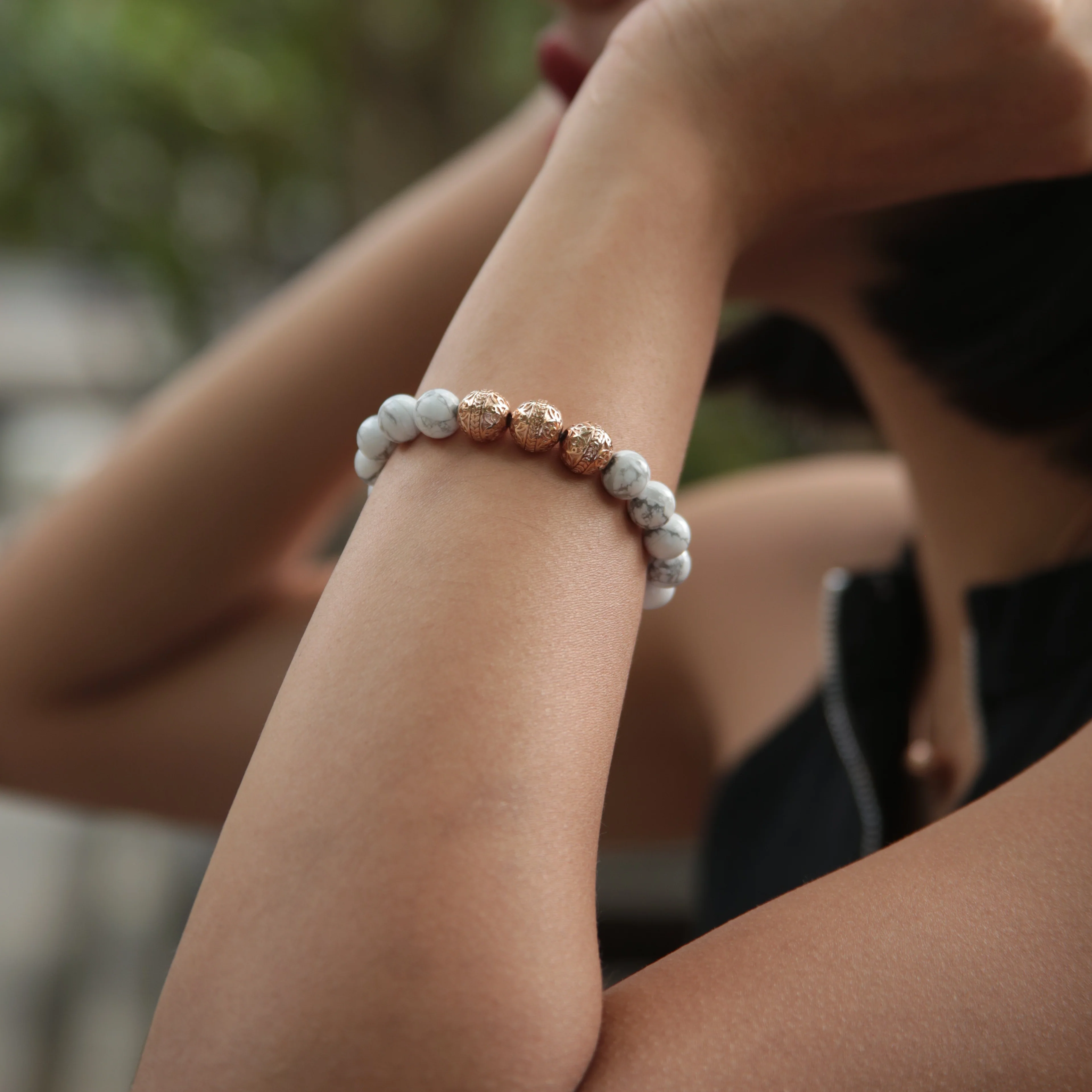 Rose Gold Classic Howlite Bracelet - Image 4