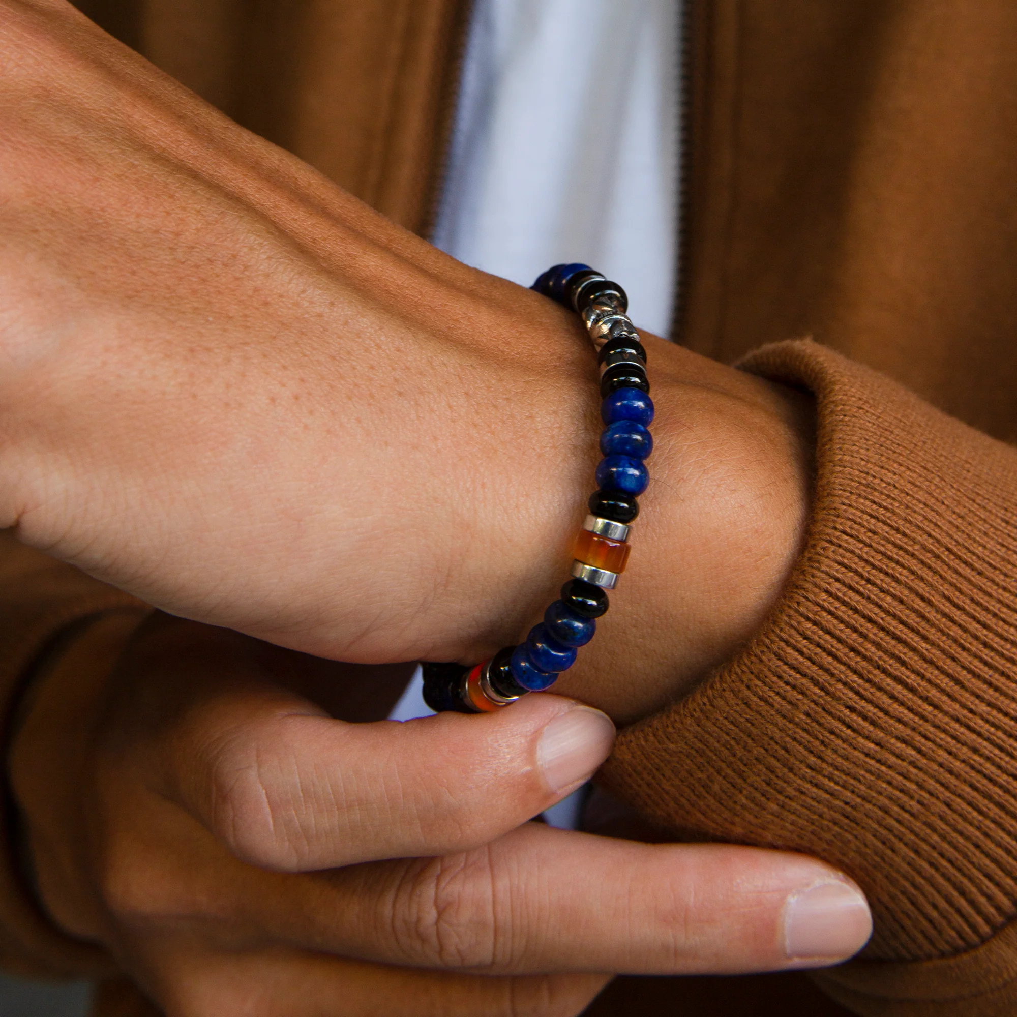 Kingfisher | Agate, Lapis Beaded Bracelet - Image 3
