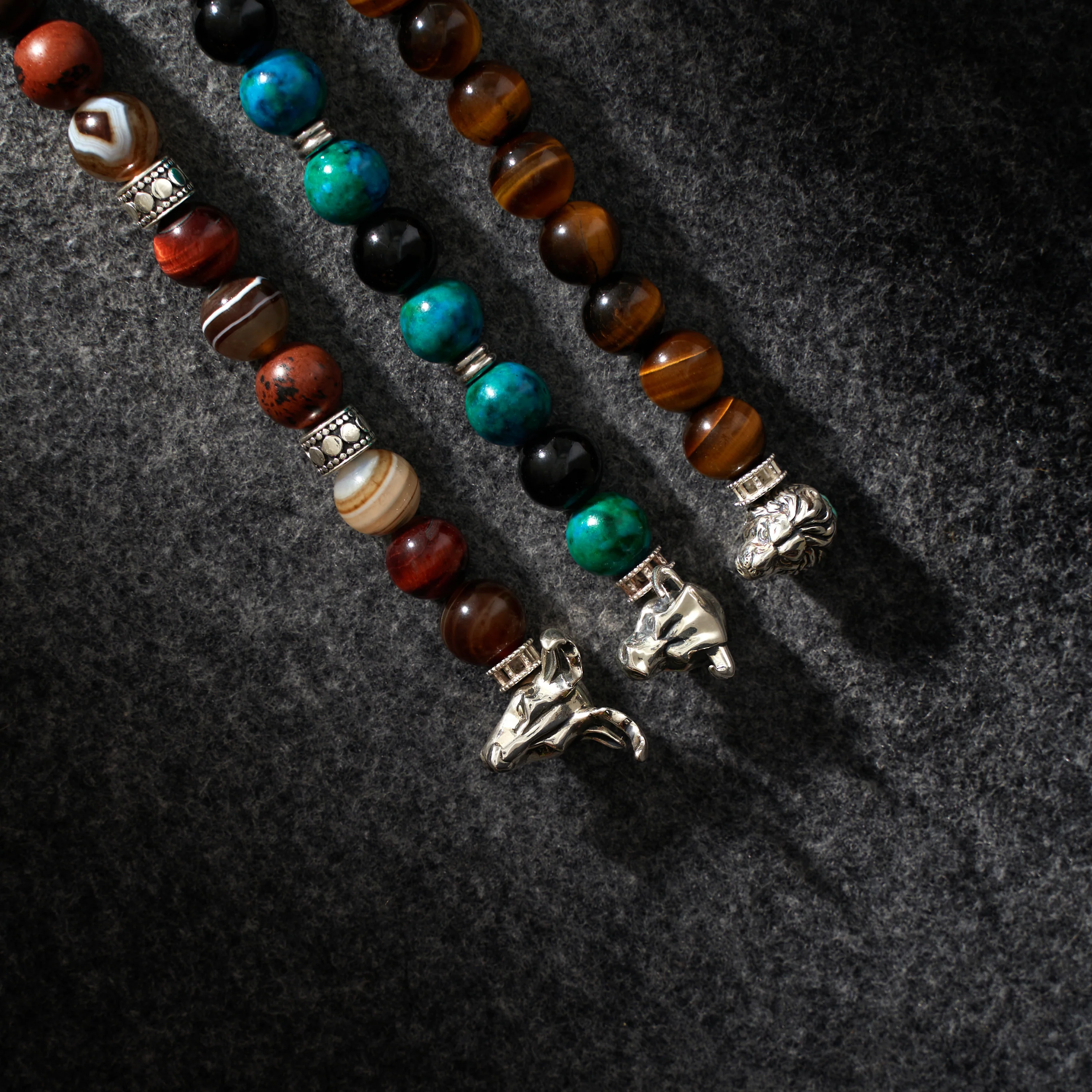 Silver Lion Tiger Eye Bead Bracelet - Image 4