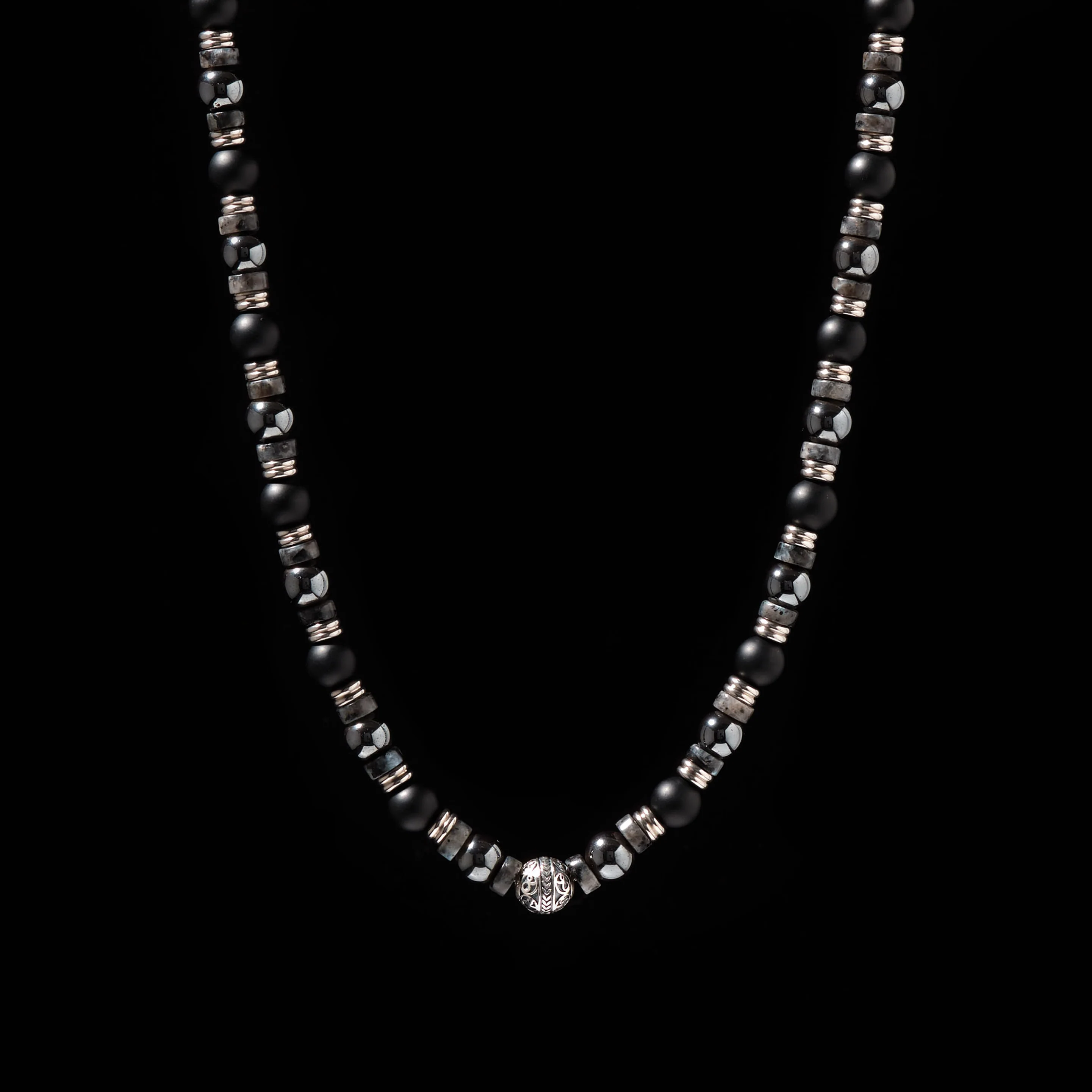 Matt Onyx, Hematite, Labradorite Mixed Crystals Necklace - Image 3