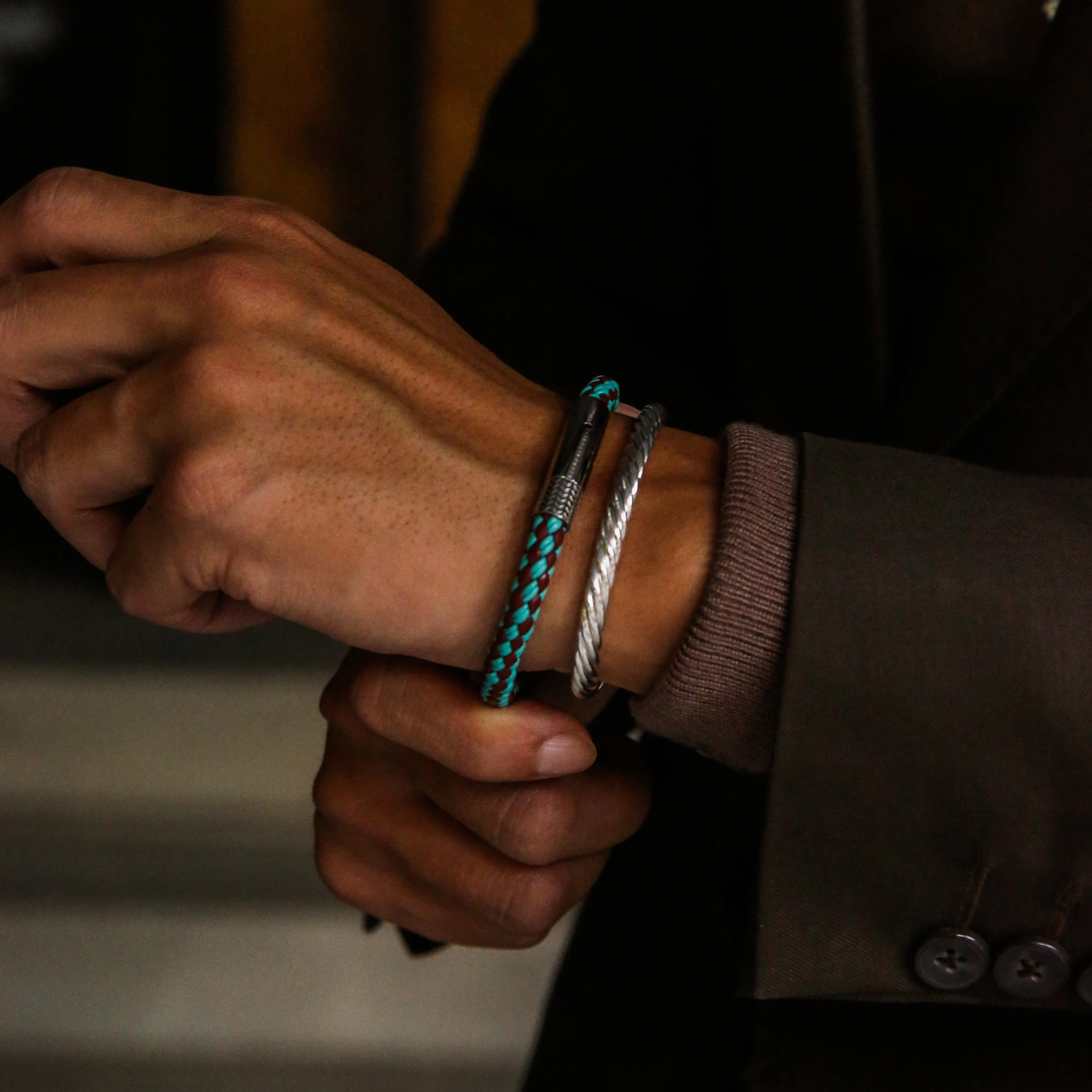 Mix Turquoise, Burgundy Leather Bracelet - Image 4