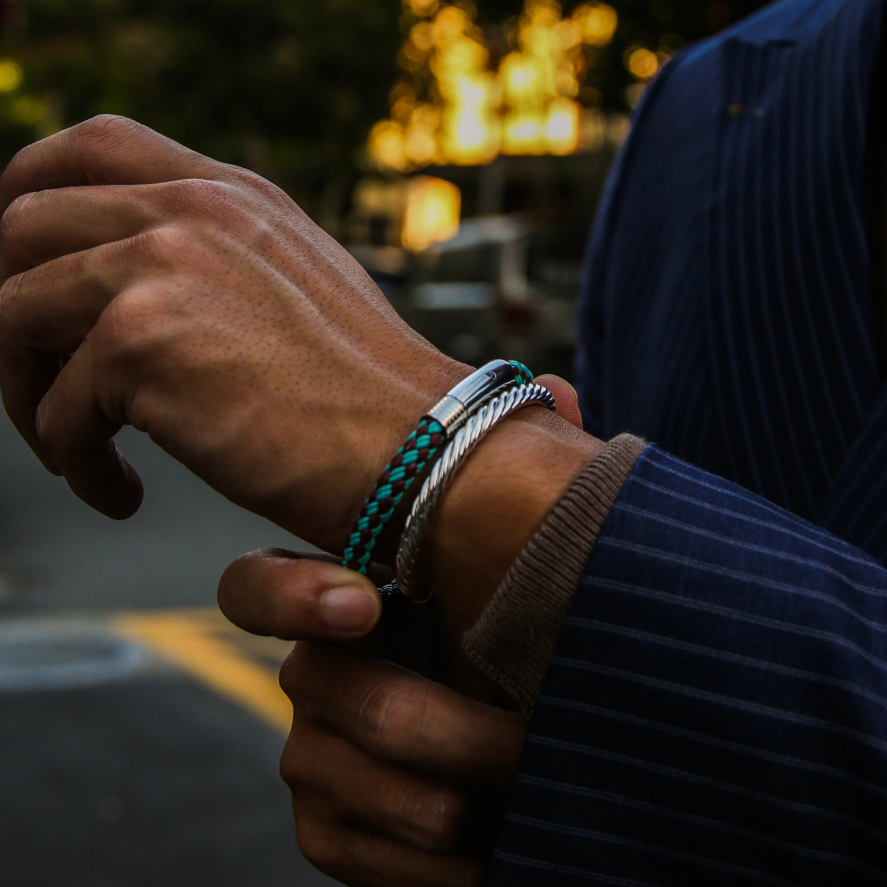 Mix Turquoise, Burgundy Leather Bracelet - Image 5