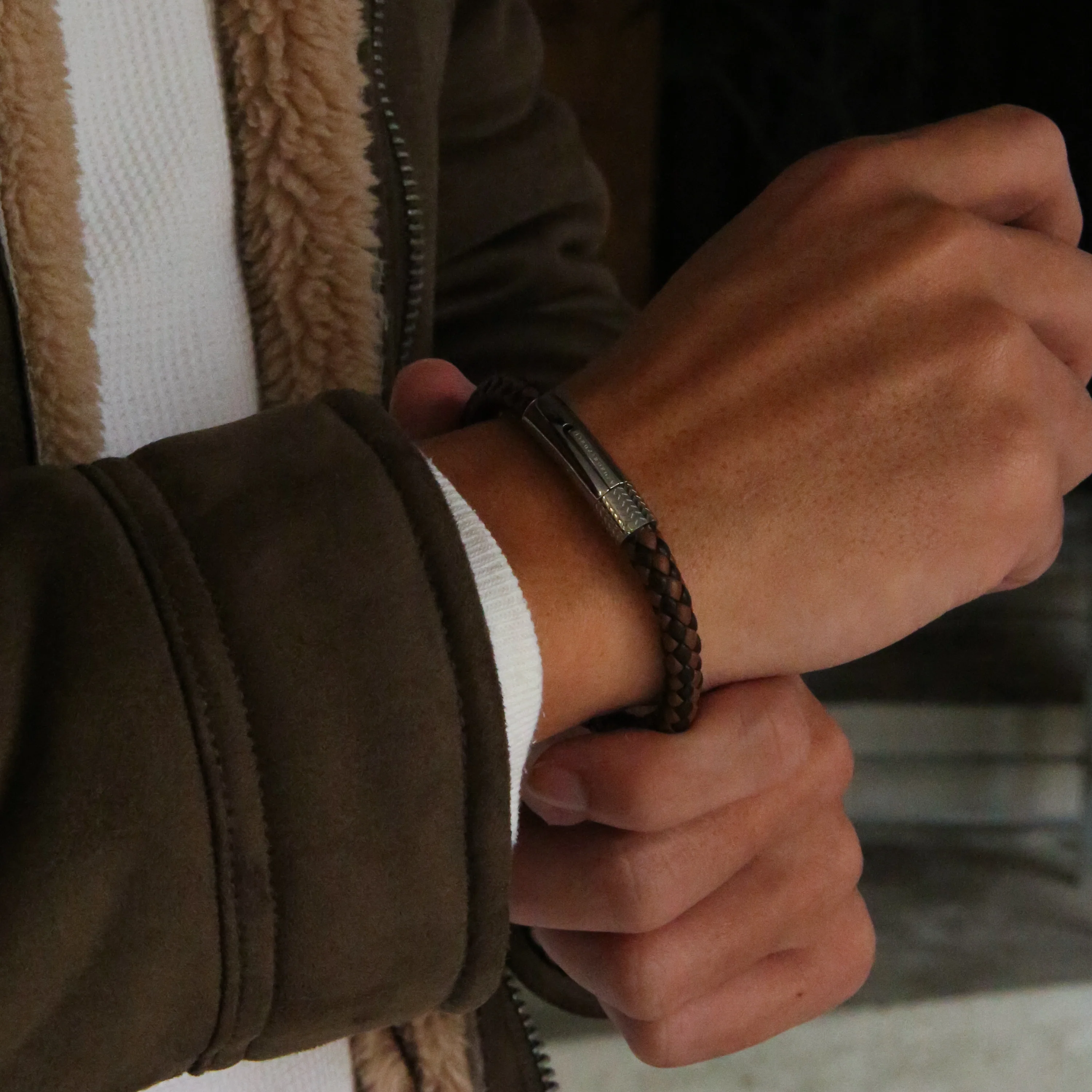 Mixed Brown Leather Bracelet - Image 3