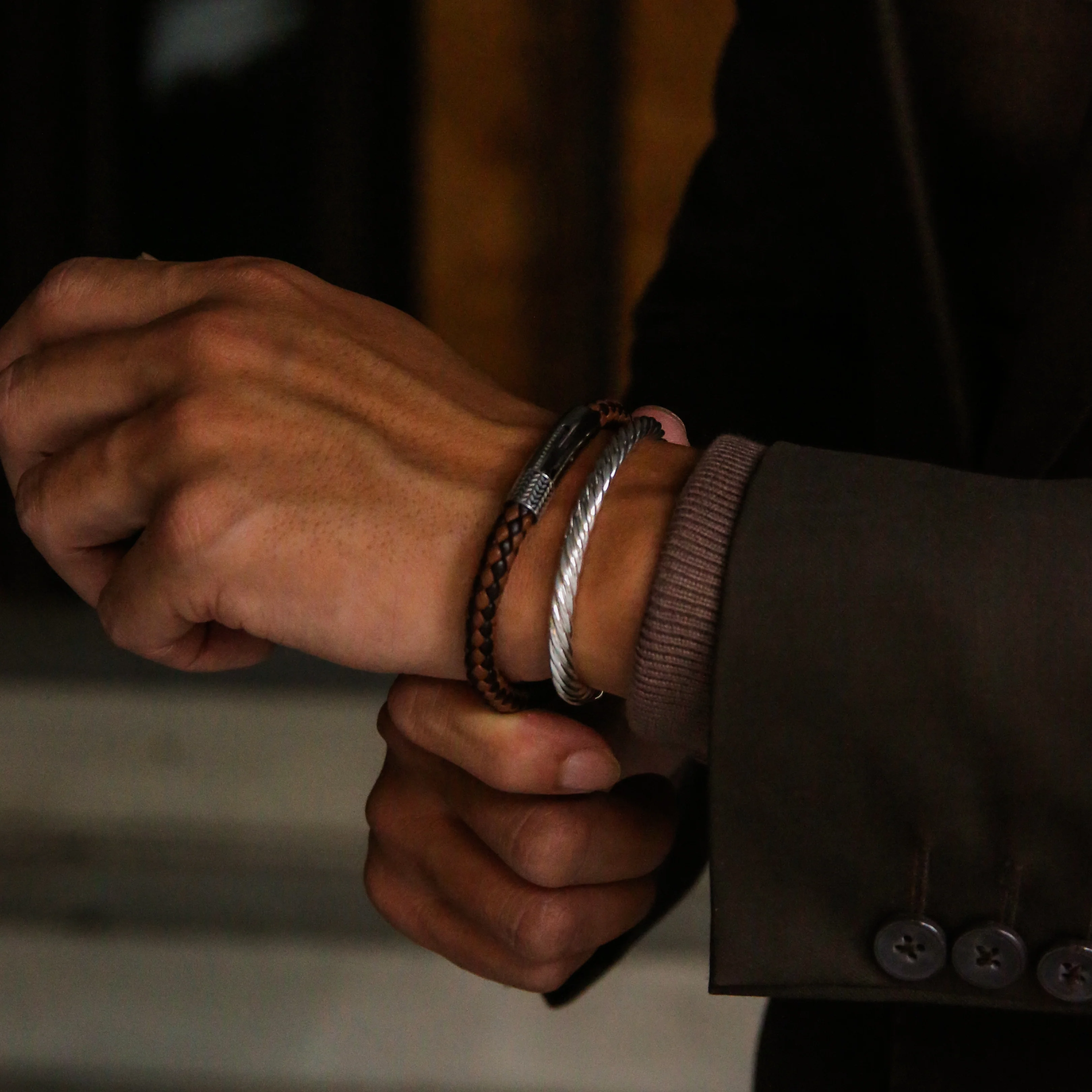 Mixed Brown Leather Bracelet - Image 4