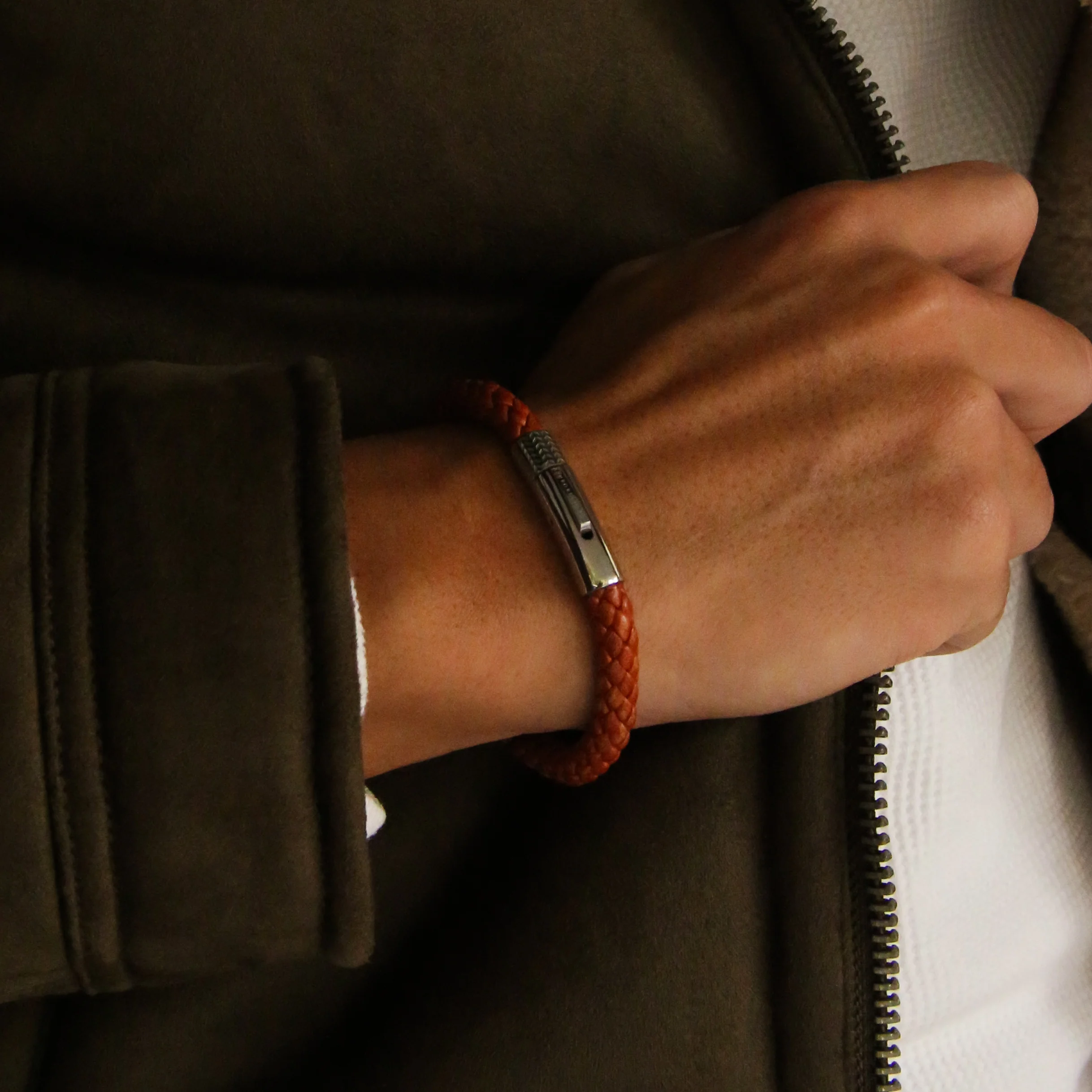 Orange Leather Bracelet - Image 3