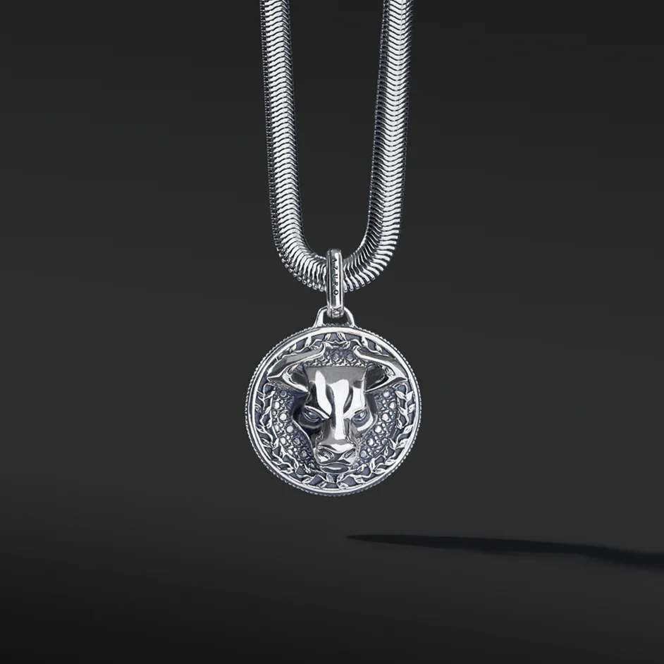 Bull Silver Pendant Necklace - Image 4