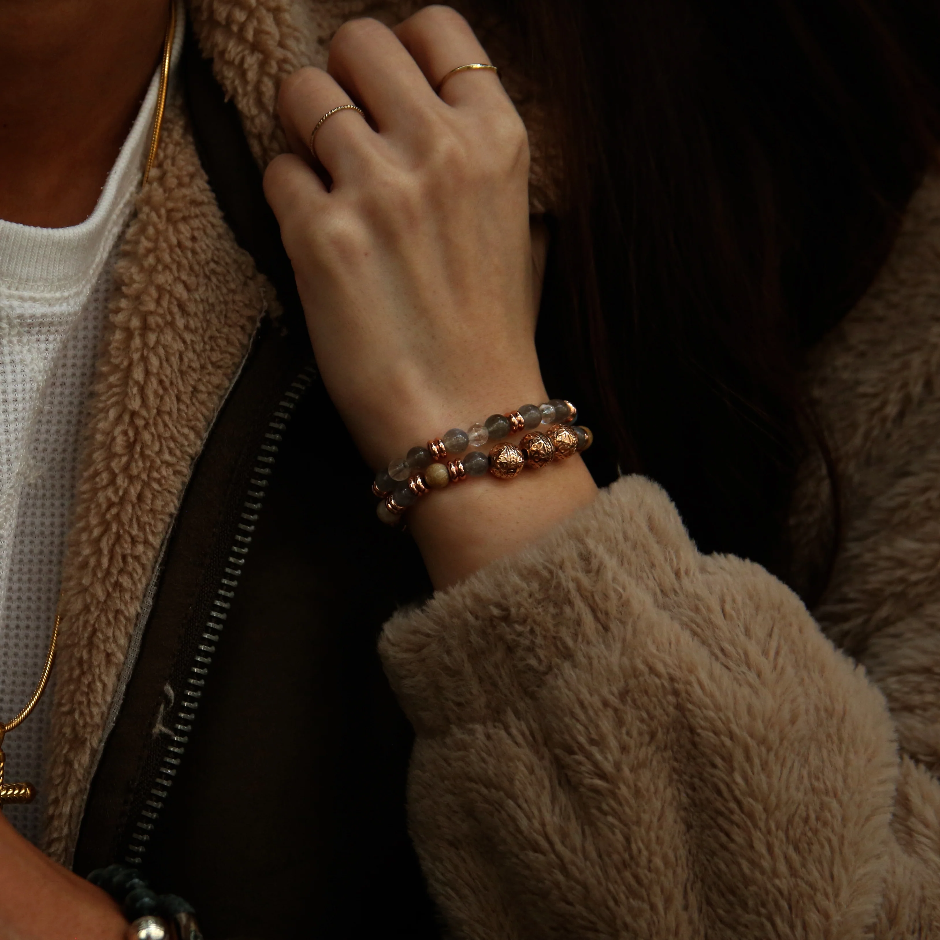 The Romance - Rose Gold Beaded Bracelets - Image 3