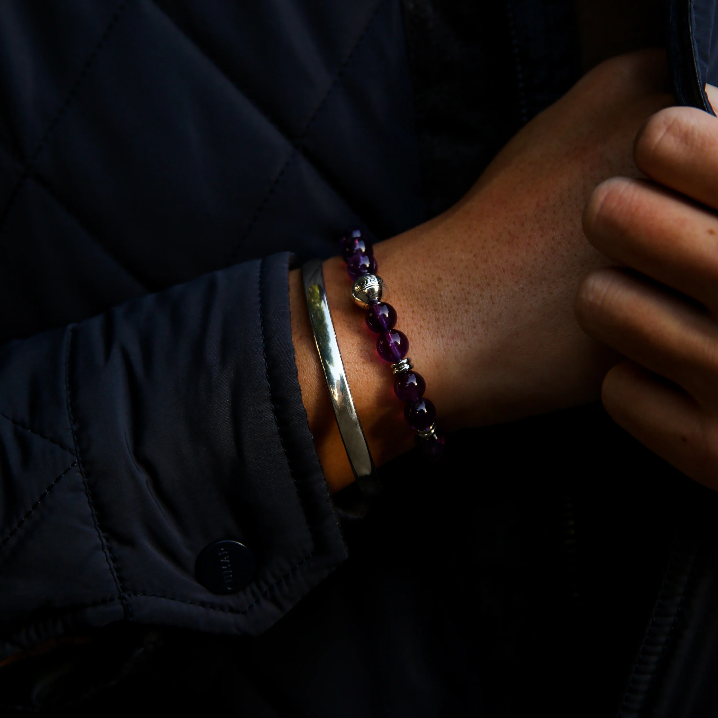 Silver Amethyst Charka Bracelet - Image 2