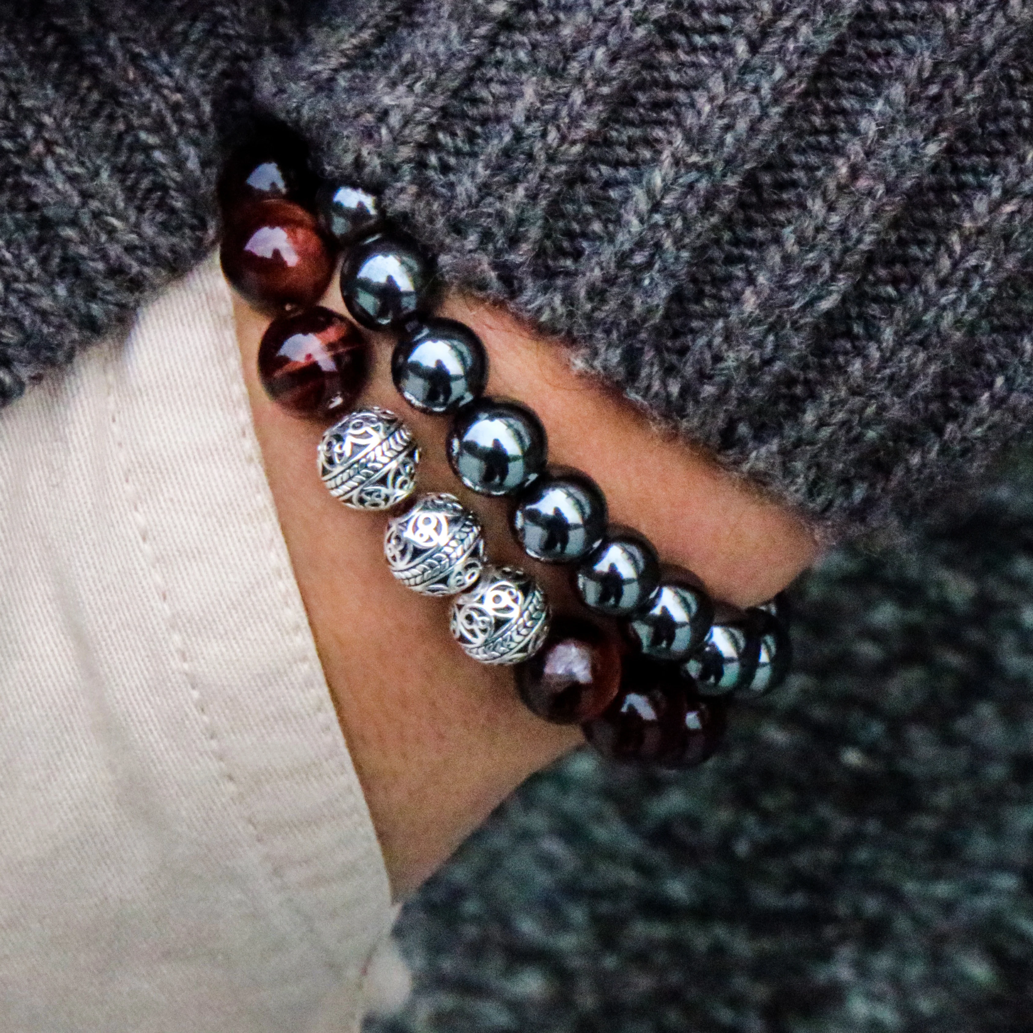 SILVER CLASSIC MATT RED TIGER EYE BRACELET - Image 3