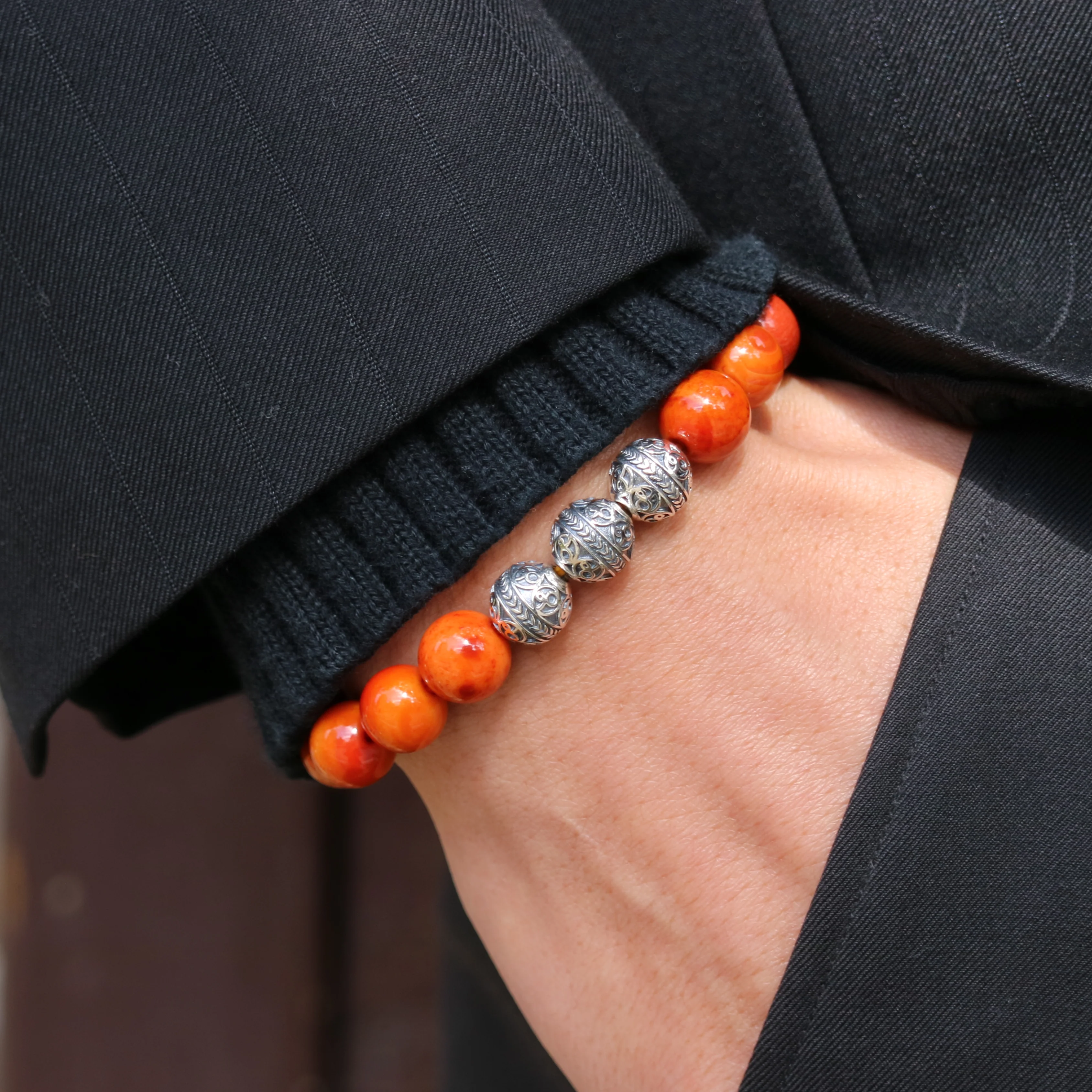 SILVER CLASSIC RED JASPER BRACELET - Image 3