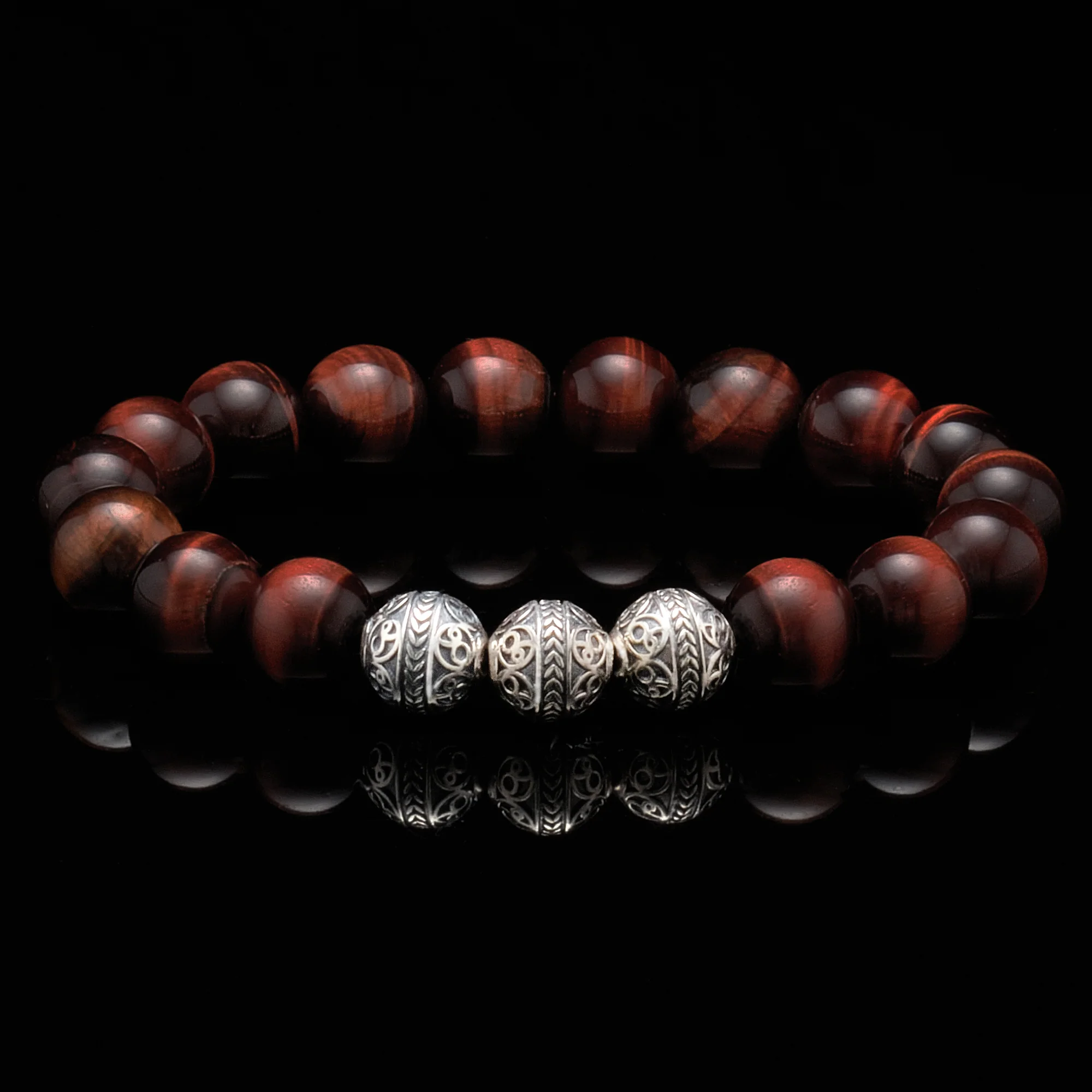 SILVER CLASSIC RED TIGER EYE BRACELET